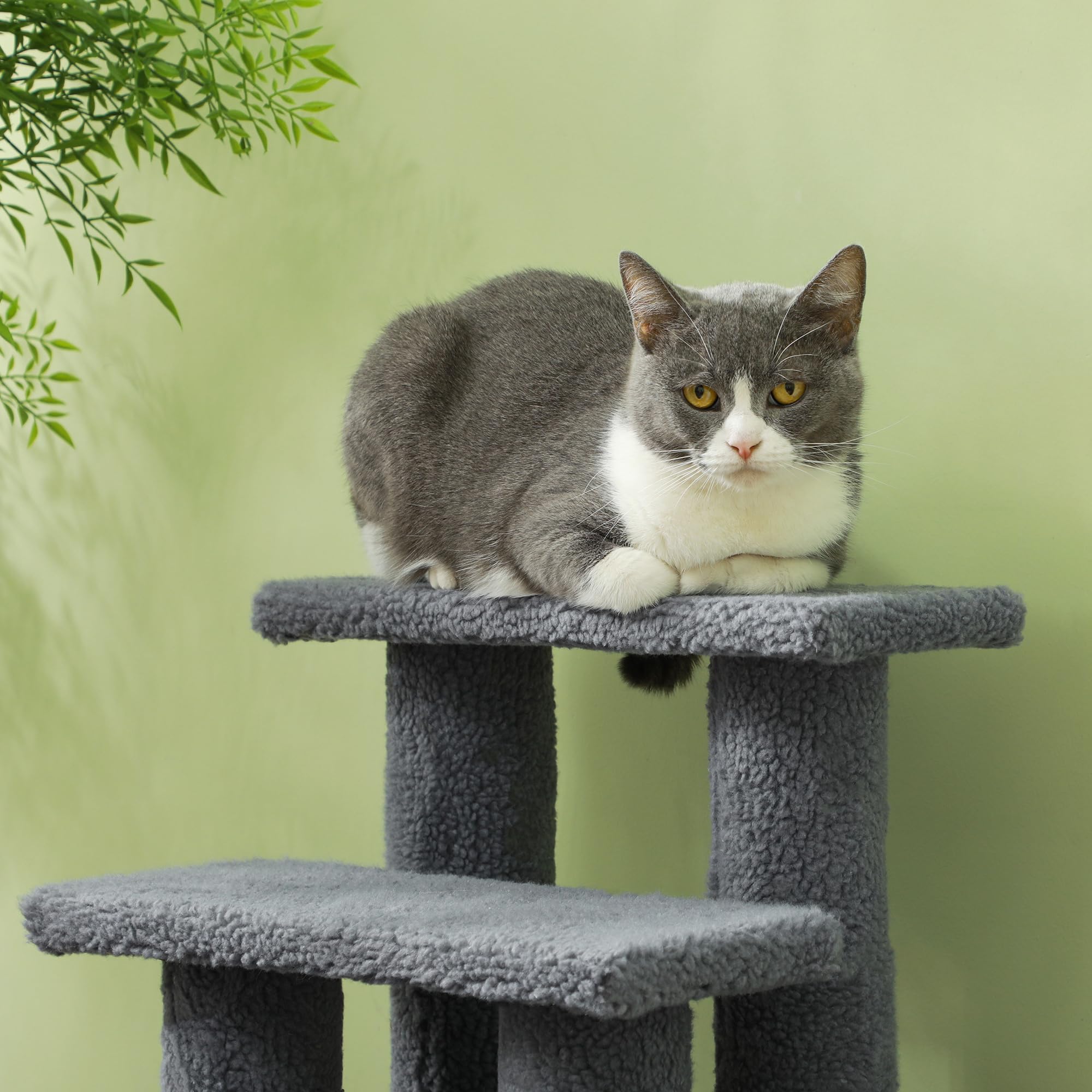 Pawhut 25'' 4-Step Multi-Level Carpeted Cat Scratching Post Pet Stairs - Grey