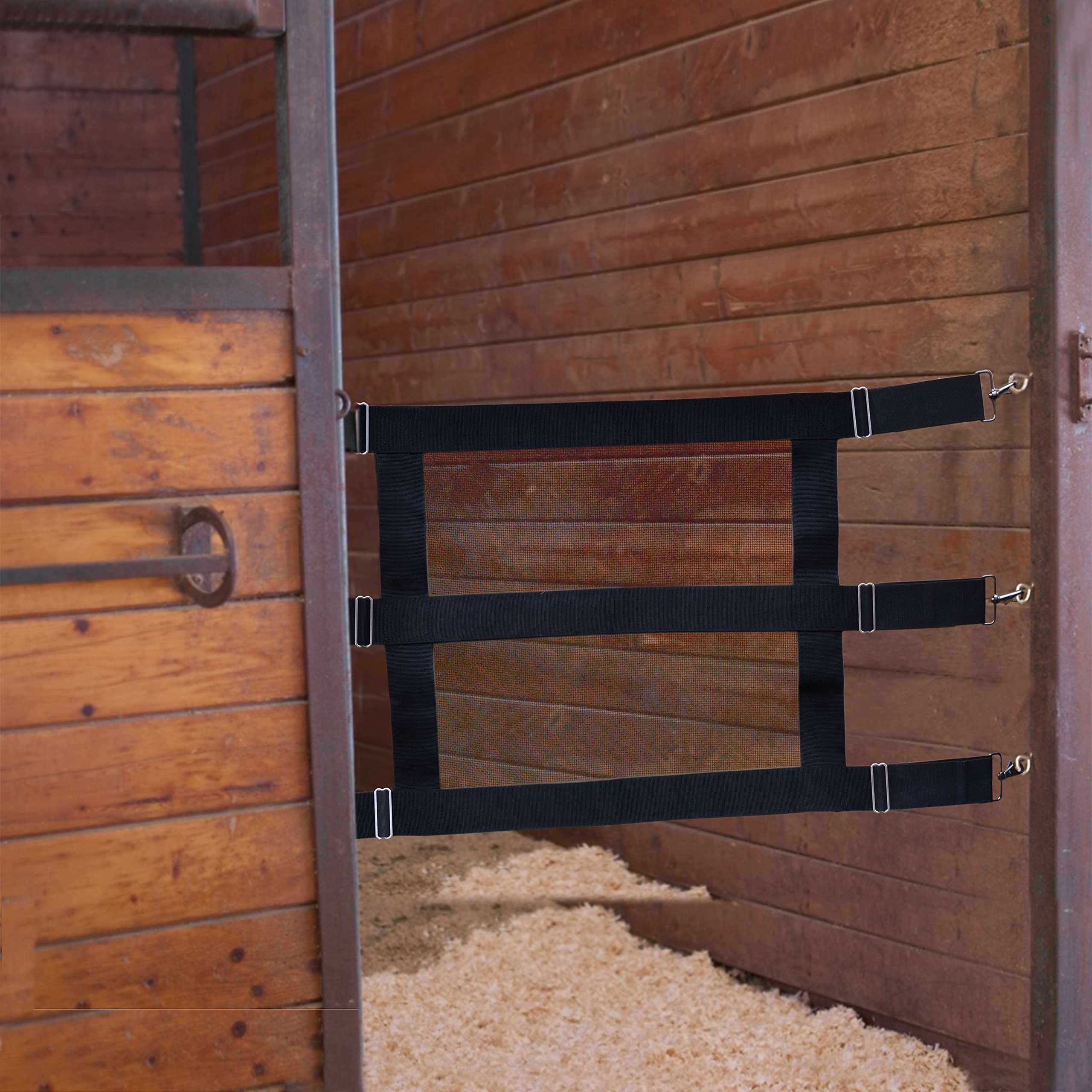 Vomvomp Adjustable Horse Stall Guard Keep Horse Securely In Stall With Mesh Allow Air Flow