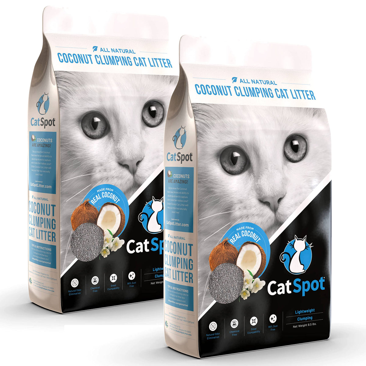 Catspot Litter: Coconut Cat Litter, Biodegradable, All-Natural, Lightweight & Dust-Free (Clumping, 2 Bags)