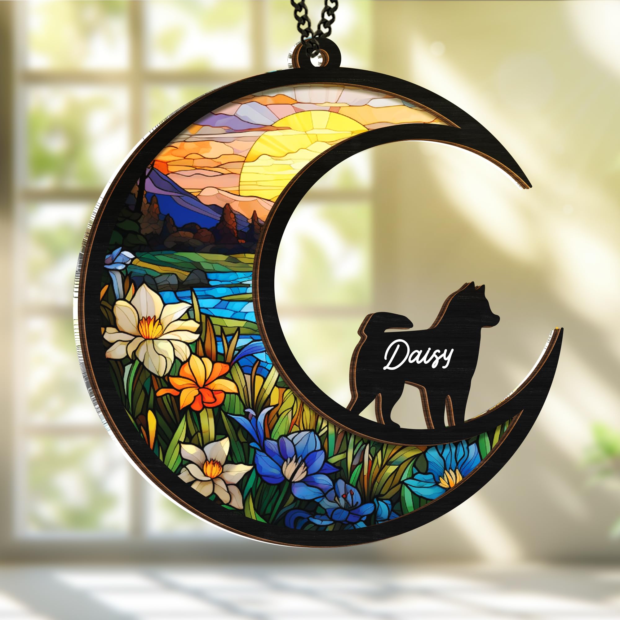 6'' Siberian Husky Dog Memorial Suncatcher Personalized Name Dog Breed Pet Ornament Window Car Hanging Sympathy Gift For Loss Of