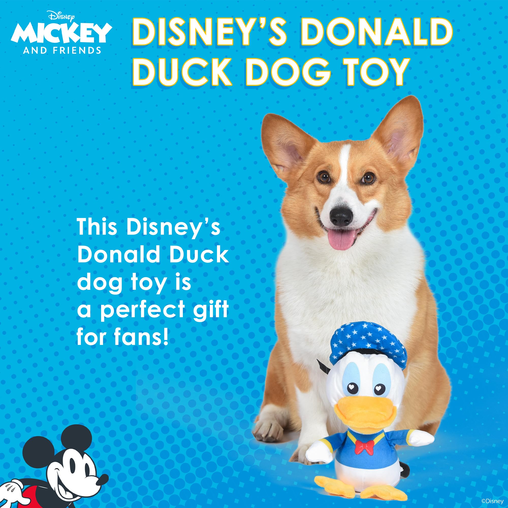 Disney For Pets Donald Duck Plush Squeaky Dog Toy 9In | Disney Dog Toys | Plush Squeaker Toy For Dogs Inspired By Donald Duck, D