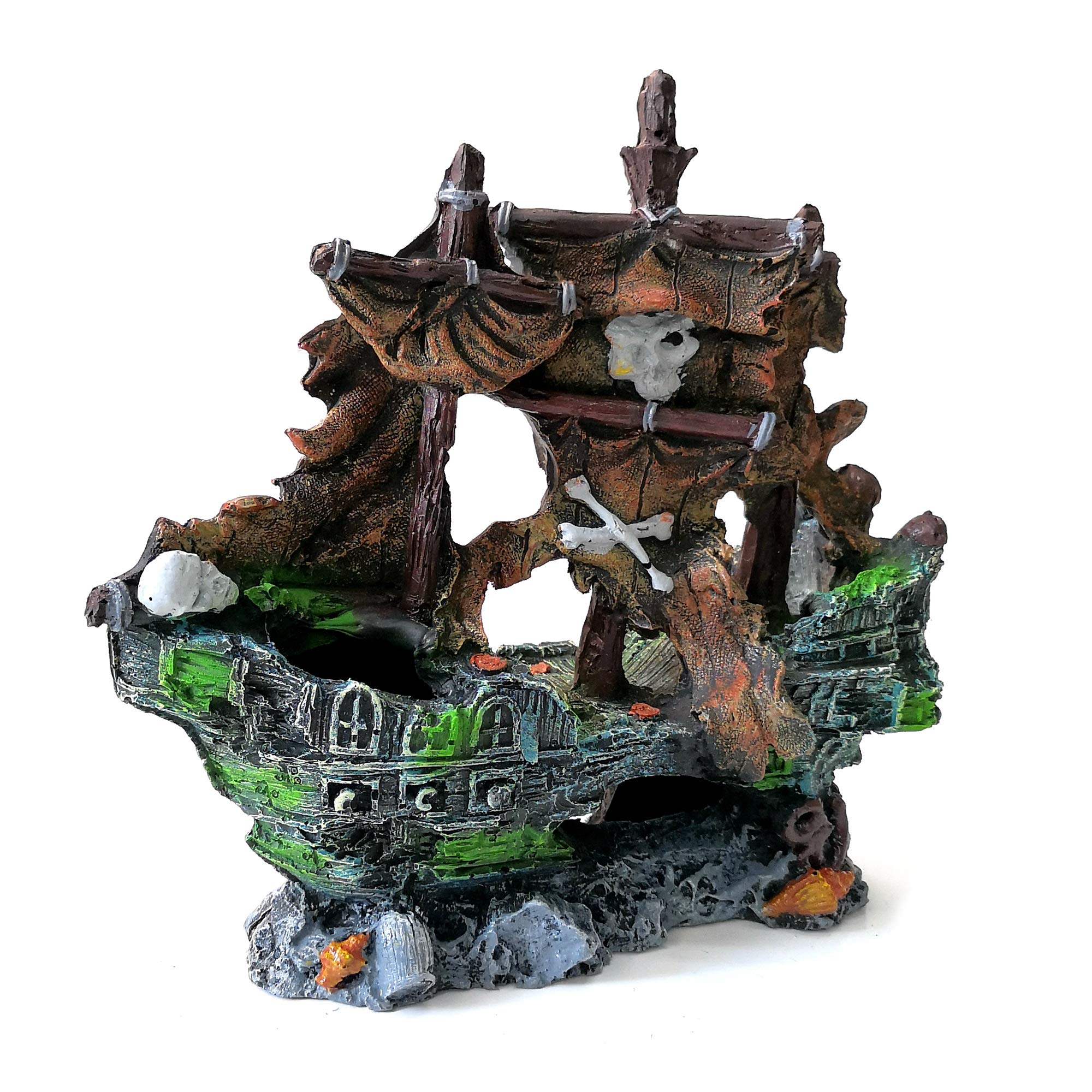 M2cbridge Antique Roman Column Ruins European Castle Aquarium Decorations Fish Tank Hideout Rocks (Pirate Shipwreck)