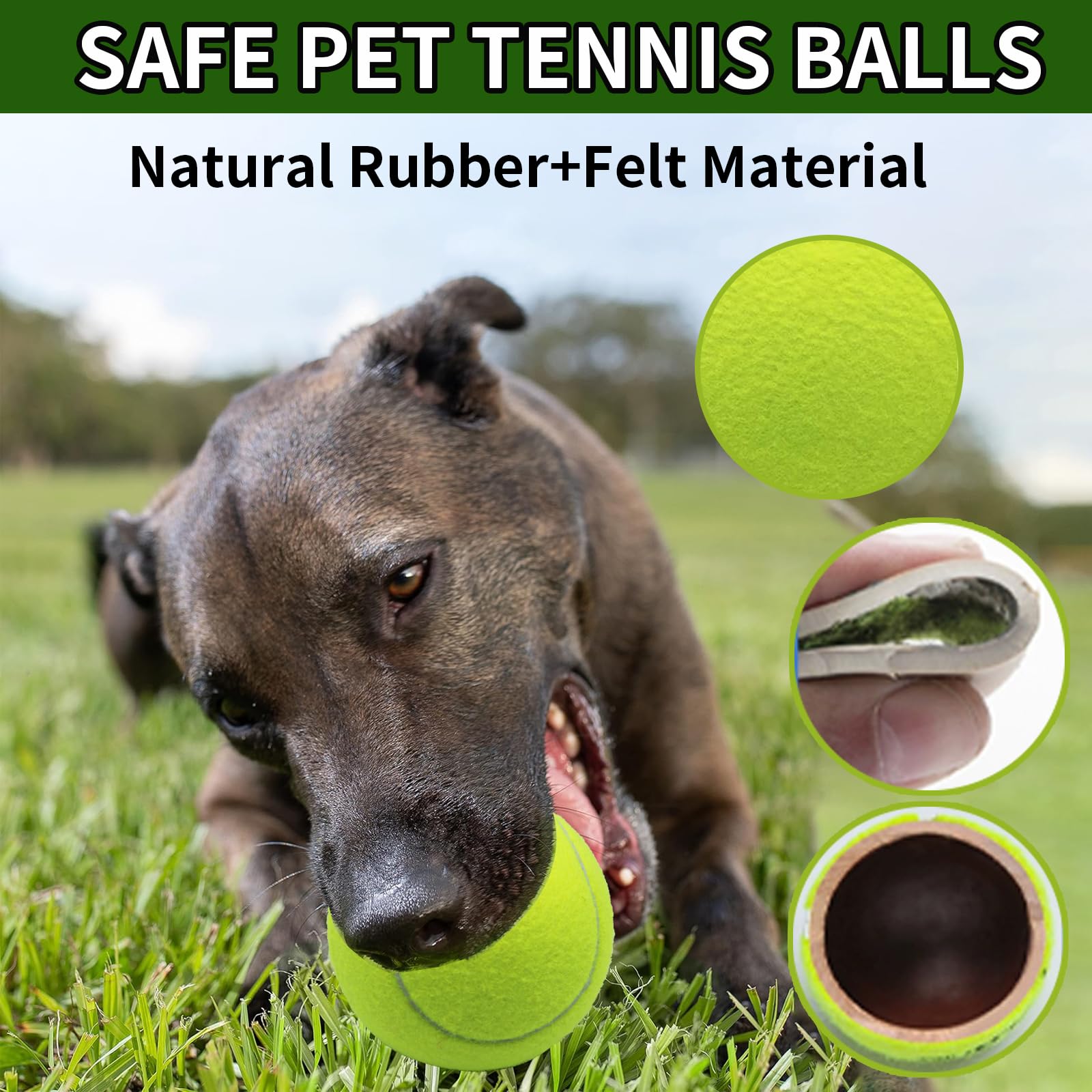 Magicorange Squeaky Tennis Ball Dog Toys 4 Inch Oversize Giant Tennis Ball For Fetch Exercise, Natural Rubber Squeaky Dog Balls