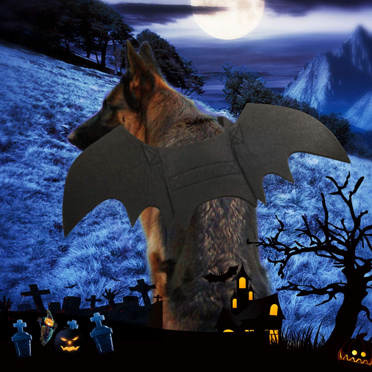 Rypet Dog Bat Costume - Halloween Pet Costume Bat Wings Cosplay Dog Costume Cat Costume For Party Xl