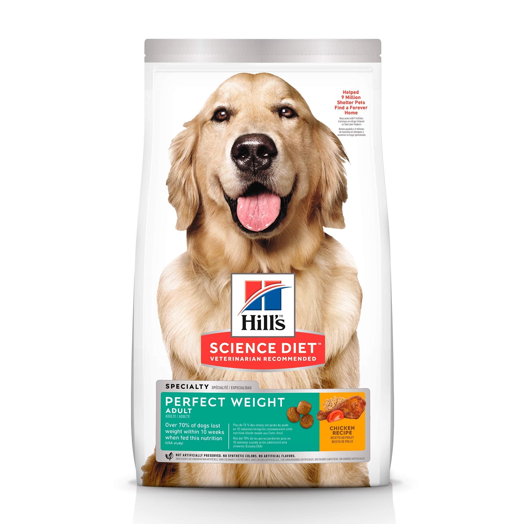 Hill's Science Diet Dry Dog Food, Perfect Weight Chicken Recipe, 25 lb Bag, Adult 1-6, Weight Management Support