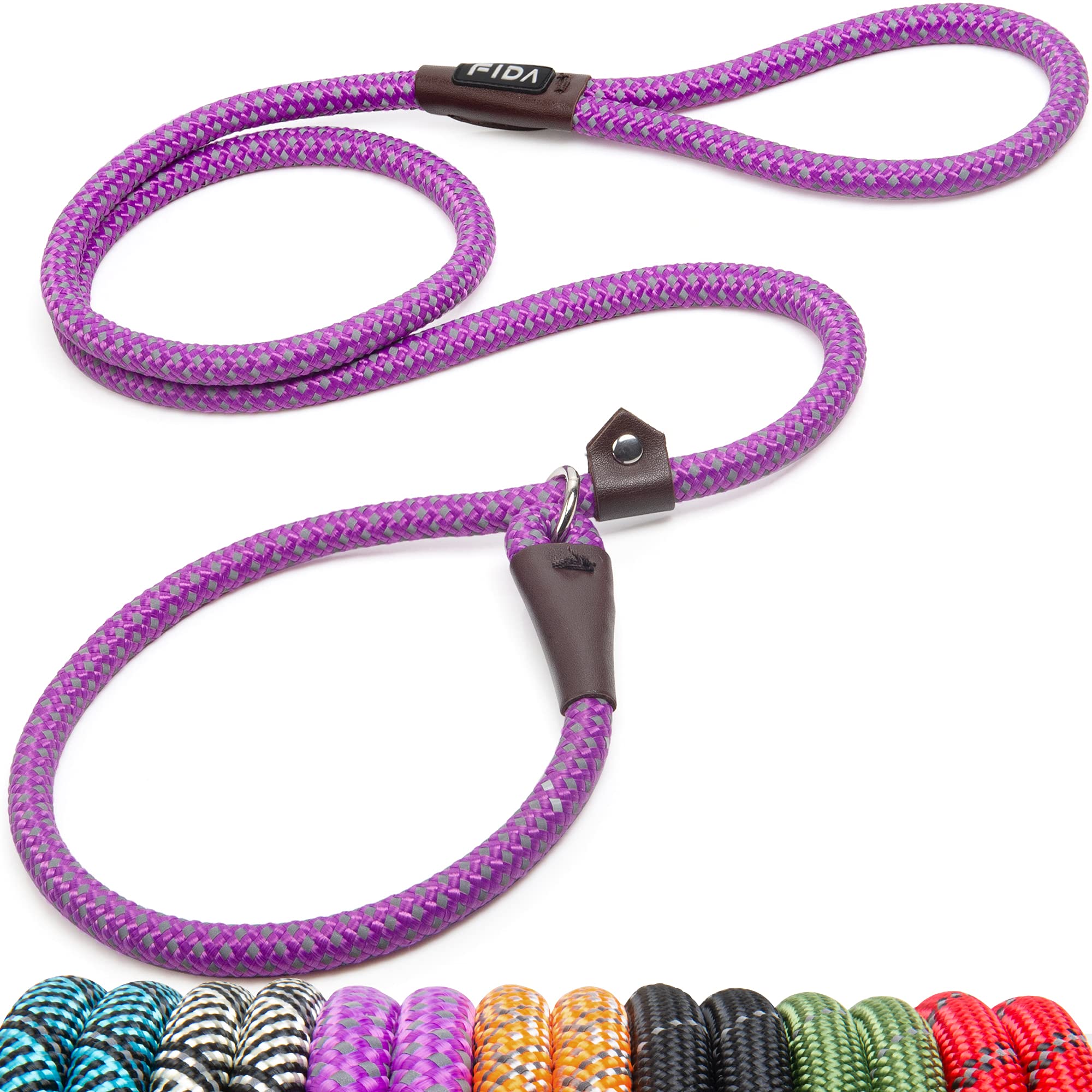Fida Durable Slip Lead Dog Loop Leash, 6 Ft X 1/2'' Heavy Duty , Comfortable Strong Rope Leash For Large, Medium Dogs, No Pull P