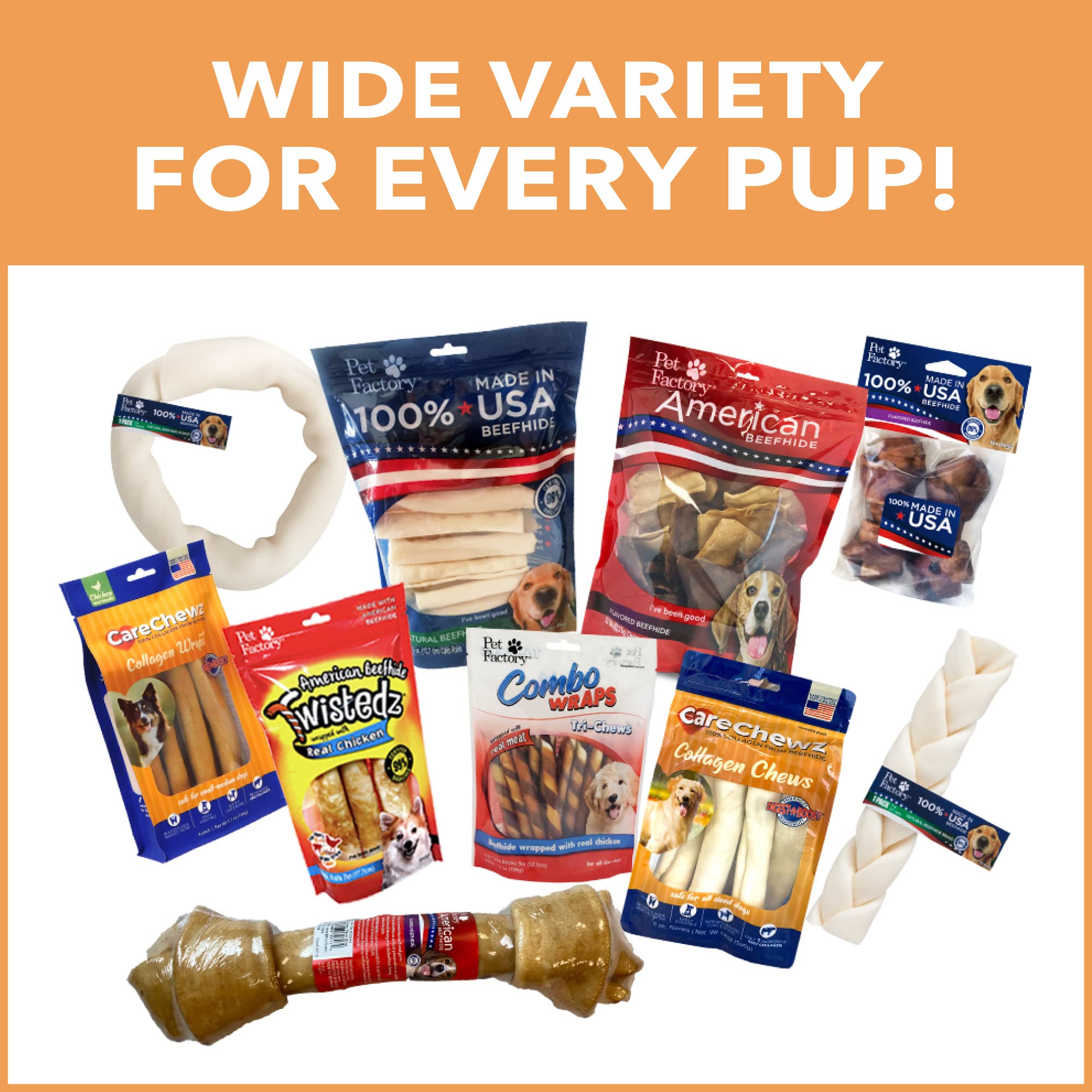 Pet Factory CareChewz Collagen 6-7 Twist Keys Dog Chew Treats - Natural Flavor, 6 Count/1 Pack