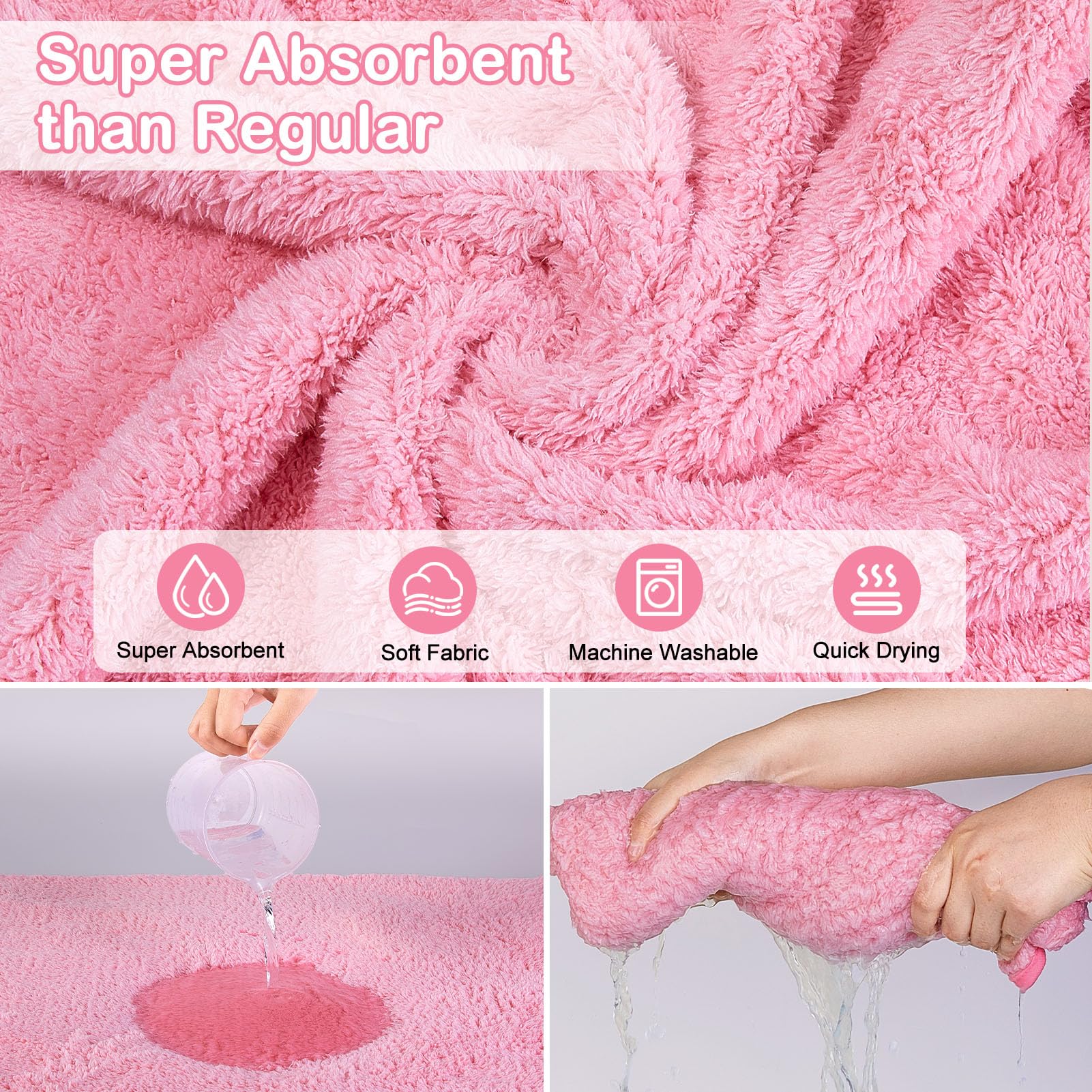 Bienbee Soft Dog Bathrobe,Super Absorbent & Quick-Drying Dog Robe With Hood, Cozy Drying Coat For After Bath, Pink Xl