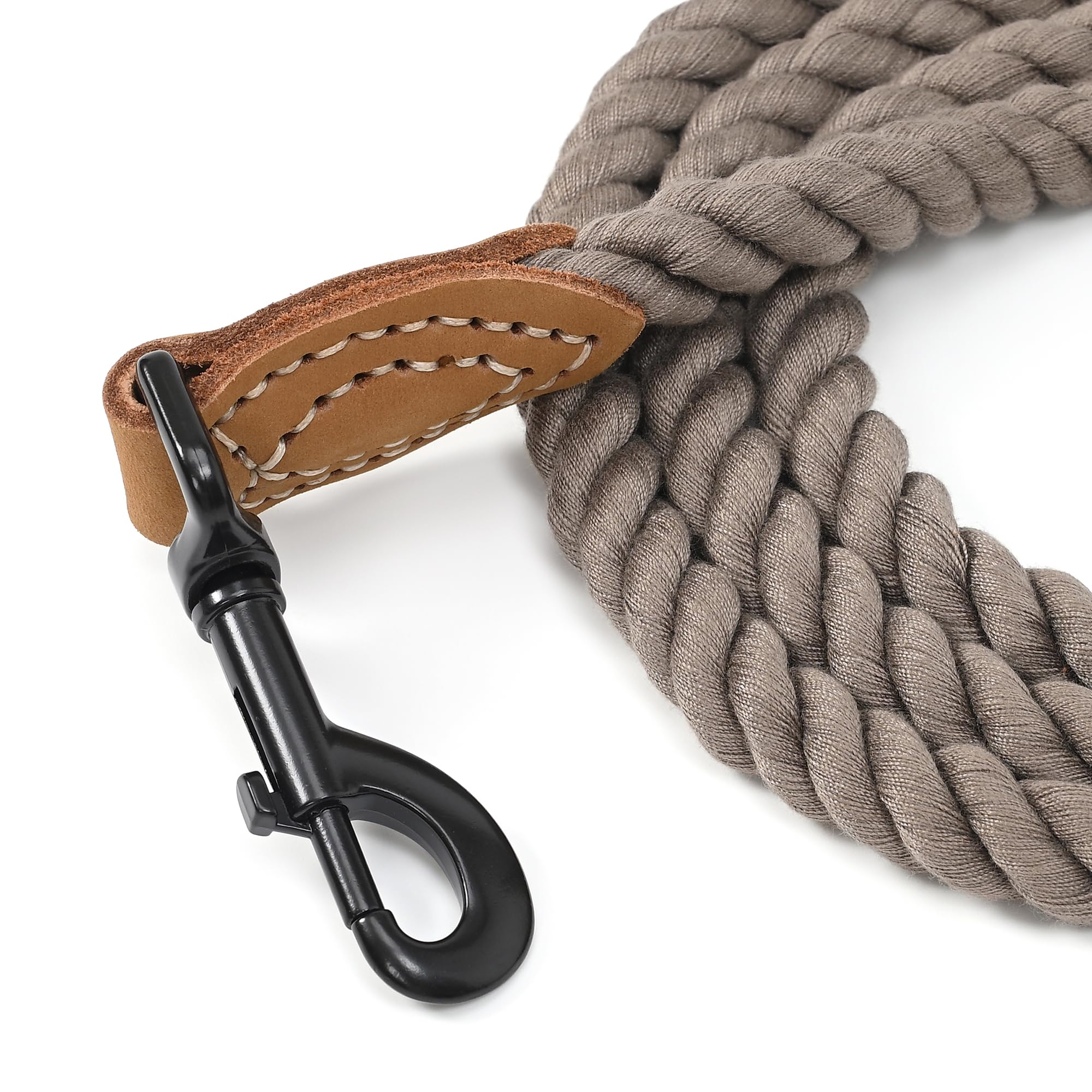 Mile High Life Dog Leash | Braided Cotton Rope Dog Leashes With Leather Tailor Tip | 4 Feet Dog Leash W Heavy Duty Metal Clasp | Wedding Dog Leash (Camel, 48 Inches)
