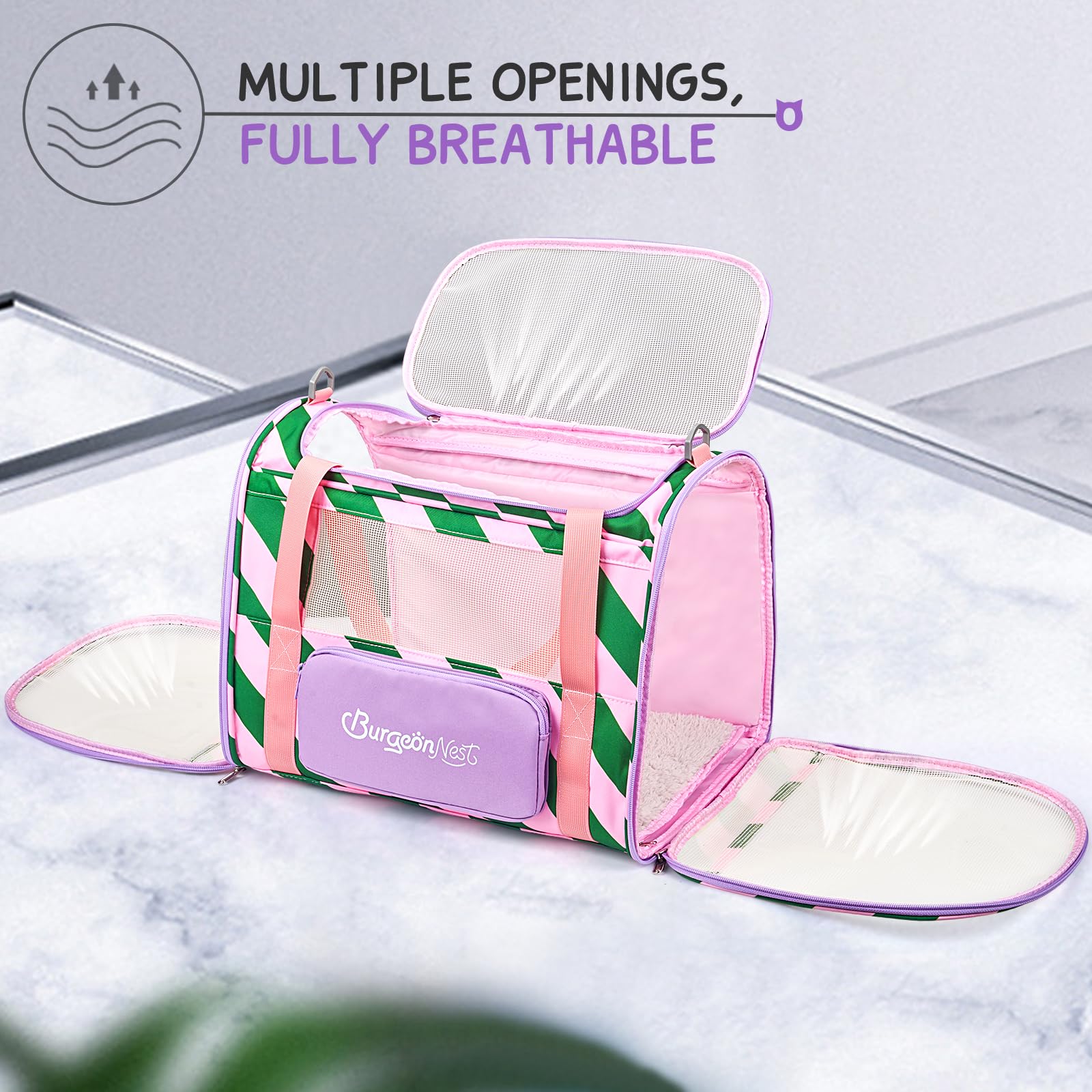 BurgeonNest Cat Carrier, Dog Cat Carriers for Large Medium Cats Under 20 lbs, Soft Sided Pet Carrier, Collapsible Travel Carry P