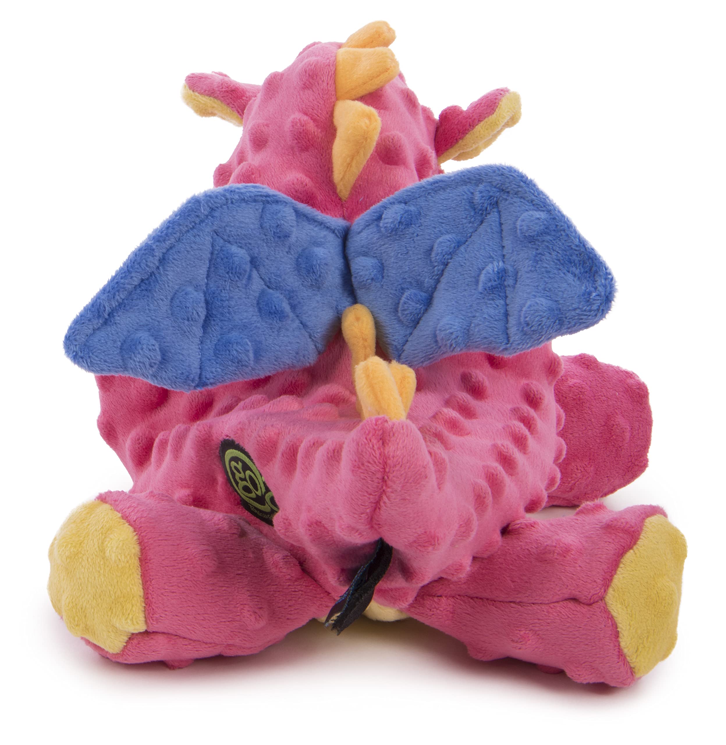 Godog Bubble Plush Dragons Squeaky Dog Toy, Chew Guard Technology - Coral, Large