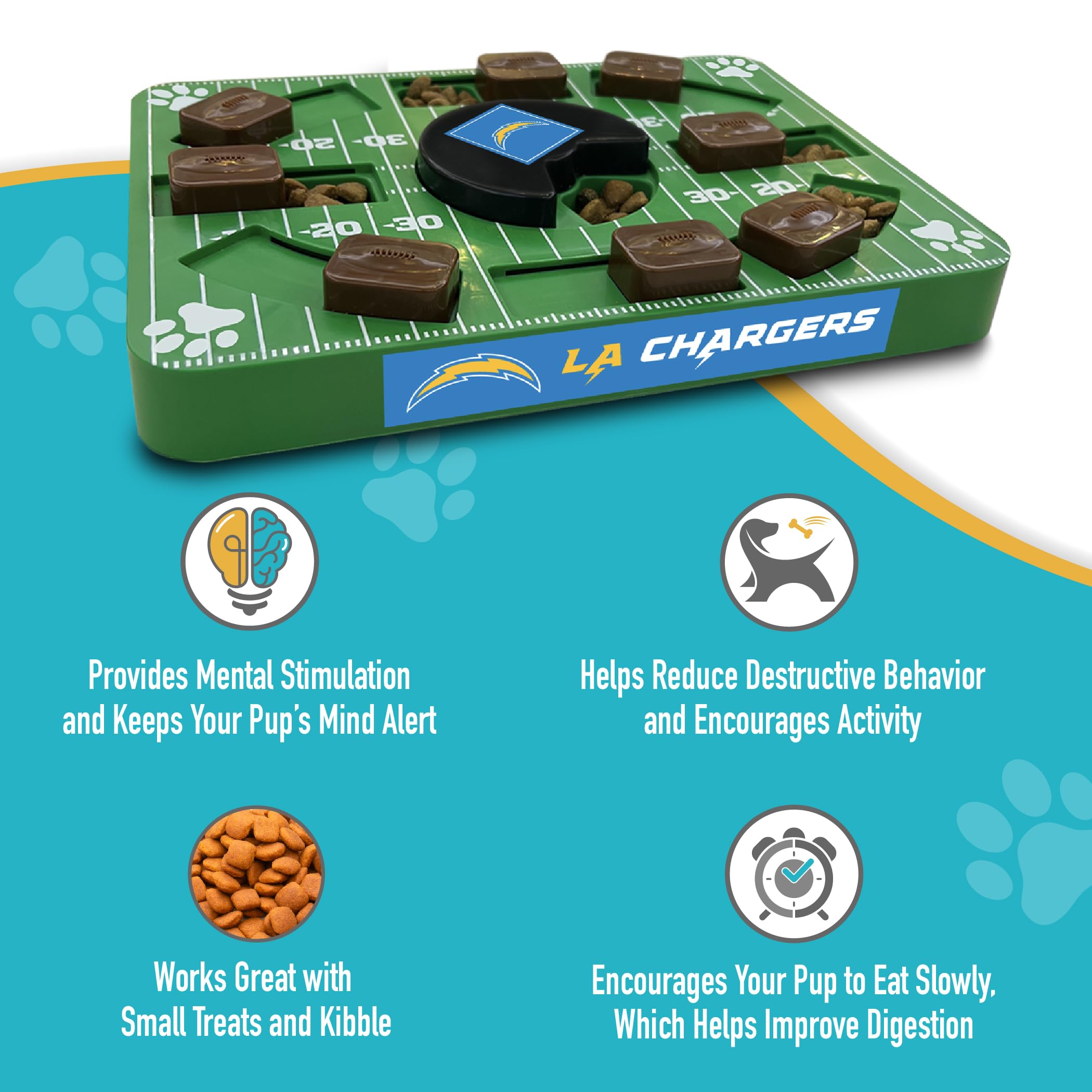 Pets First Nfl Los Angeles Chargers Puzzle Toy - Interactive Dog Puzzle Treat Toy