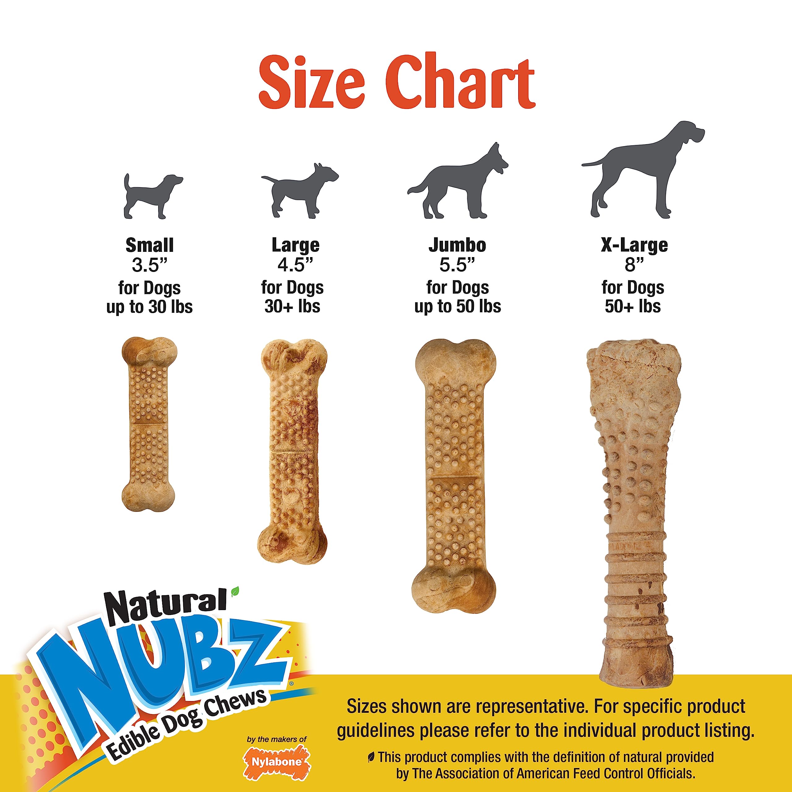 Nylabone Nubz Wild Natural Edible Chew Treats for Dogs, Made in USA, Bison Flavor, Small - Up to 25 lbs. (12 Count)