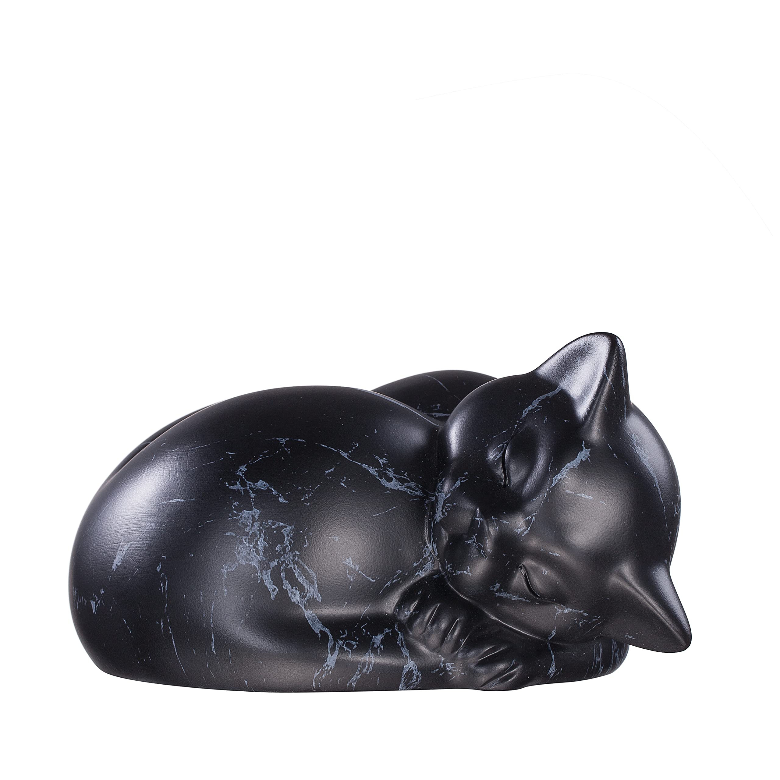 Kriss Art Pet Urns,Sleeping Resin Cremation Cat Urn, Cat Urns For Ashes, Small Animal Urn (Black)