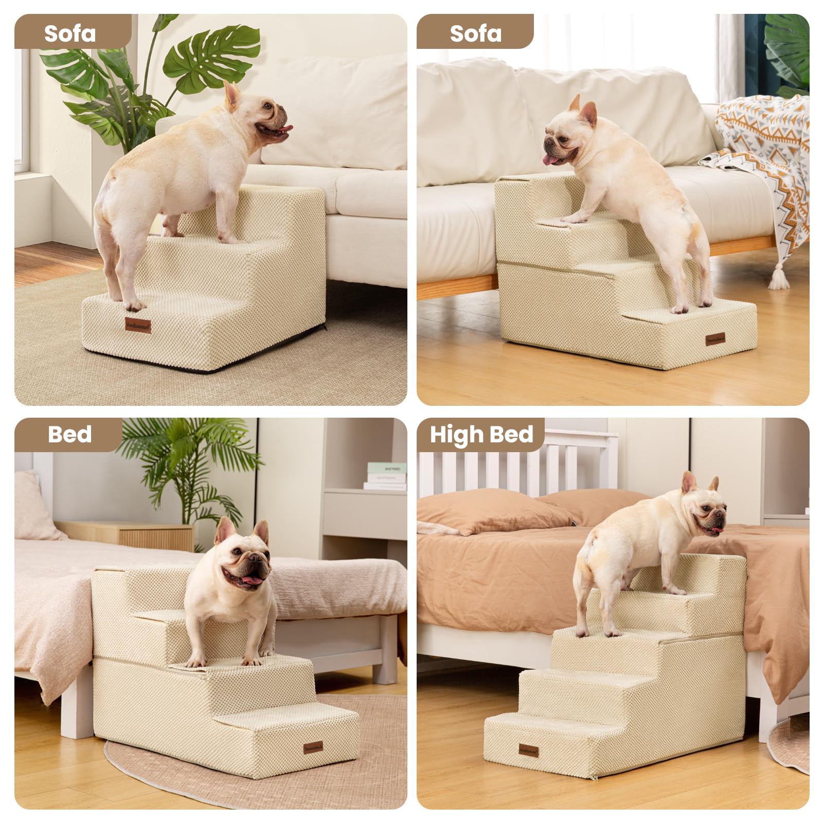 Aodisman Dog Stairs for High Bed 22.6 H,5-Step Dog Steps for Small Dogs and Cats,Indoor Non-Slip Balanced Pet Stairs are Suitabl