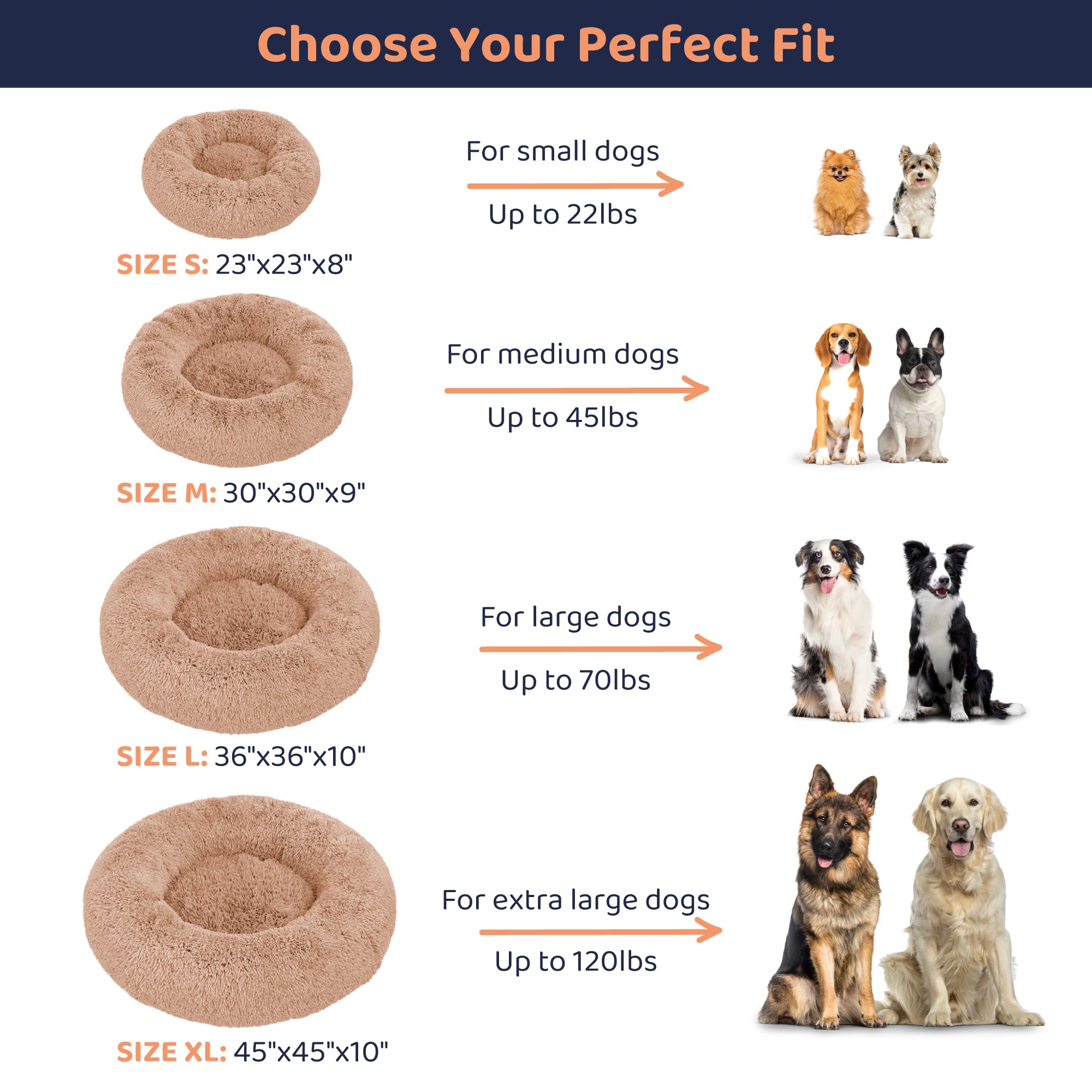 Donut Dog Bed - Premium Comfort for Anxiety Relief - Fluffy & Calming Design with Ultra-Plush Support | Cozy Round Dog Bed with