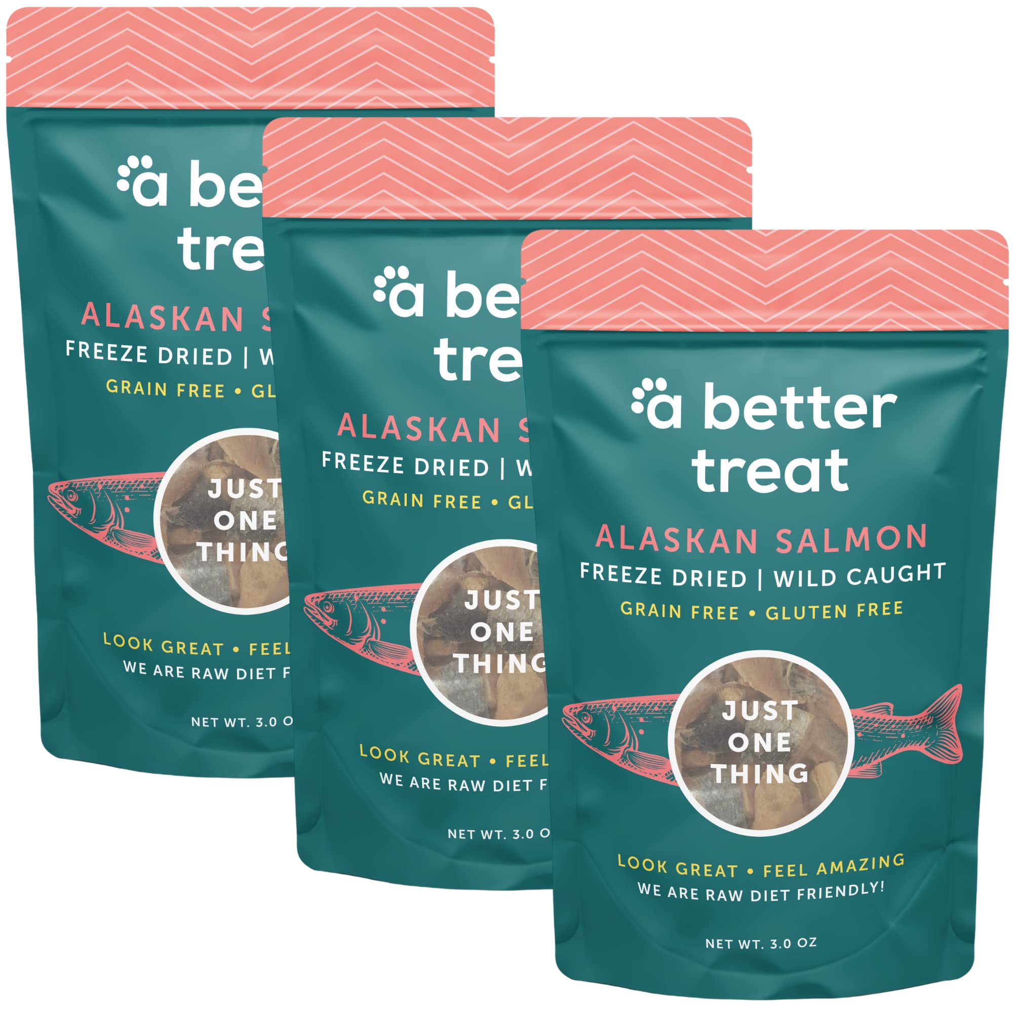 A Better Treat New Freeze Dried Salmon Dog Treats, Wild Caught, Single Ingredient | Natural High Value | Gluten Free, Grain Free