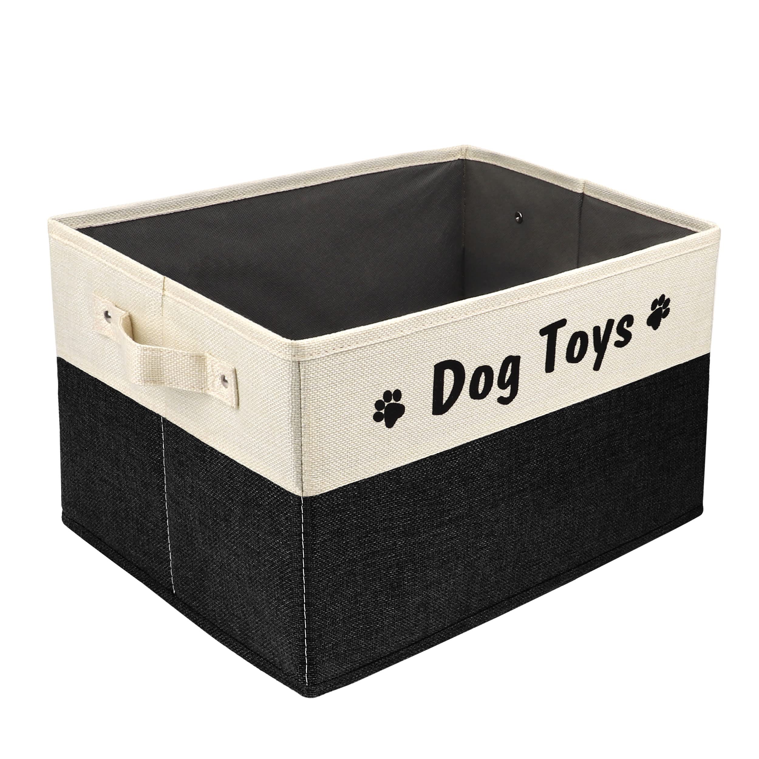 PET ARTIST Dog Toy Basket, Foldable Dog Toy Bin Box for Living Roon Area, Collapsible Storage Basket with Comfortable Handles fo
