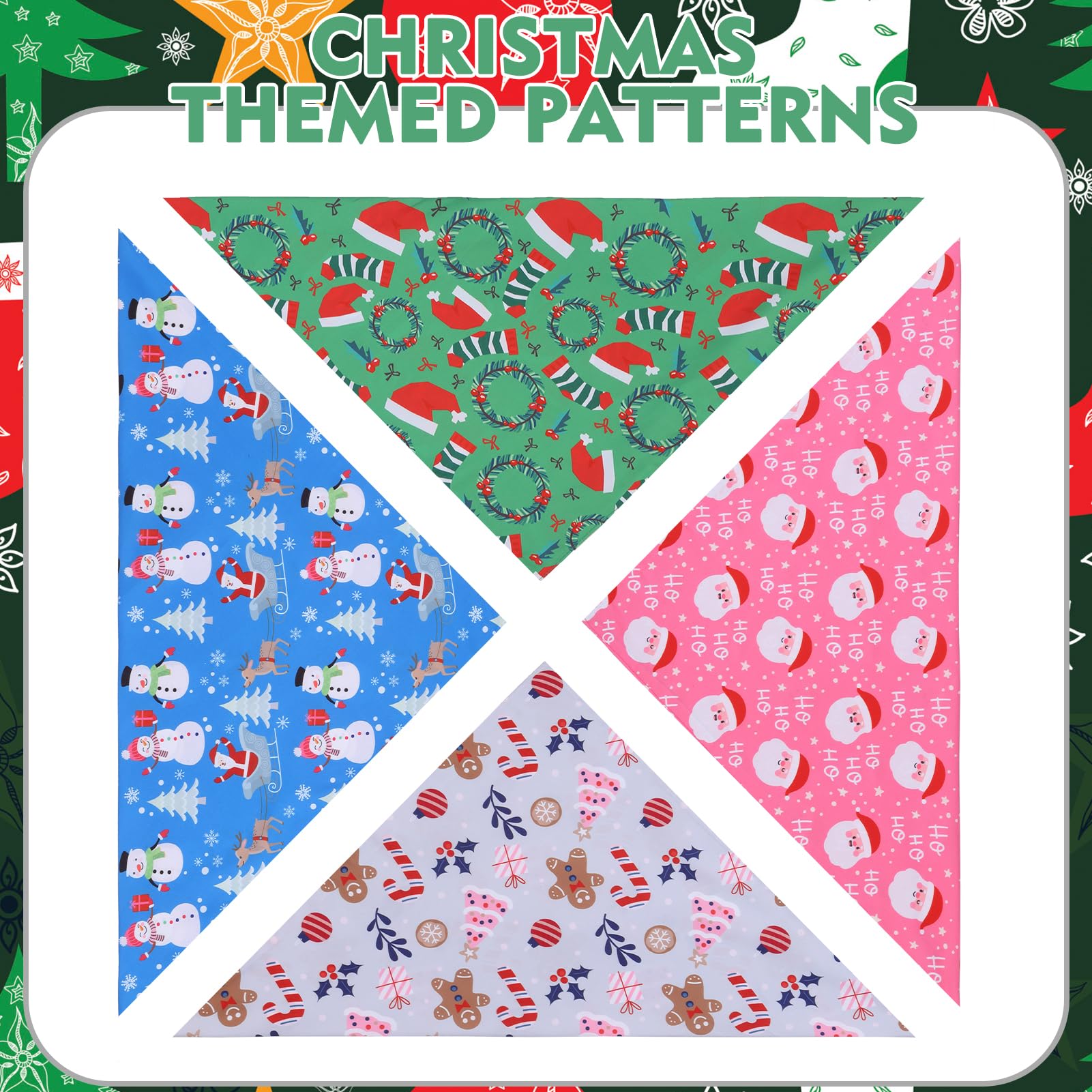 Expawlorer Christmas Dog Bandanas - 4 Pack Reversible Holiday Dog Bandanas Costume Boy And Girl, Soft Triangle Scarfs Bibs, Xmas