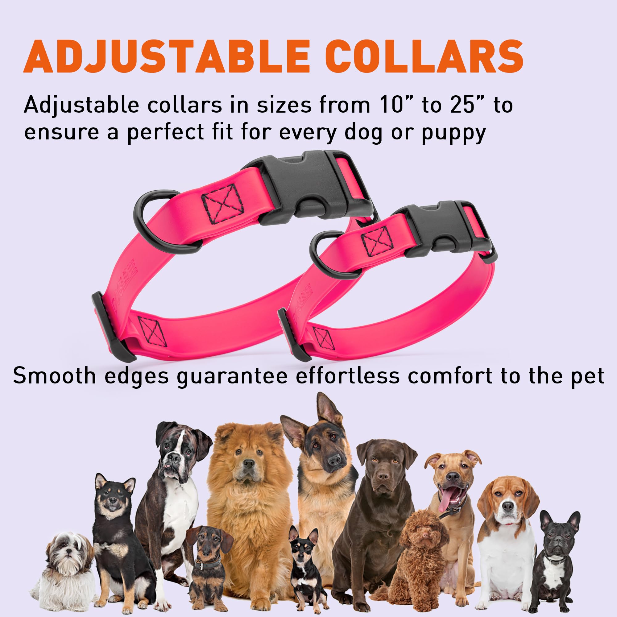 Dogline Biothane Waterproof Dog Collar With Quick Release Buckle Strong Coated Nylon Webbing With Odor- Proof For Easy Care Easy To Clean Fits Small Medium Or Large Dogs, Pink 3/4' W 12-19' L