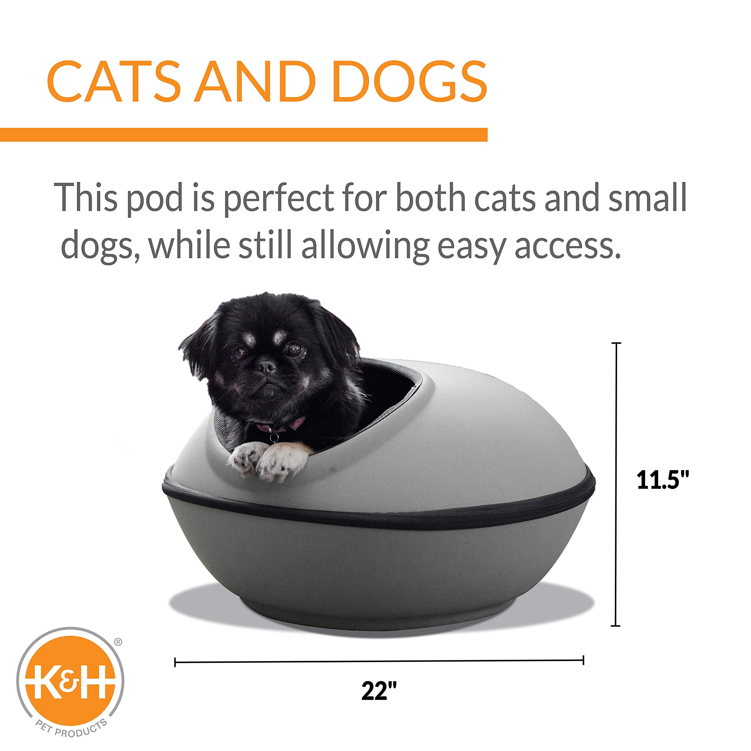 K&H Pet Products Unheated Kitty Mod Dream Pod Cat Bed for Large Cats or Small Dogs, Indoor Covered Privacy Cave, Collapsible, Ea