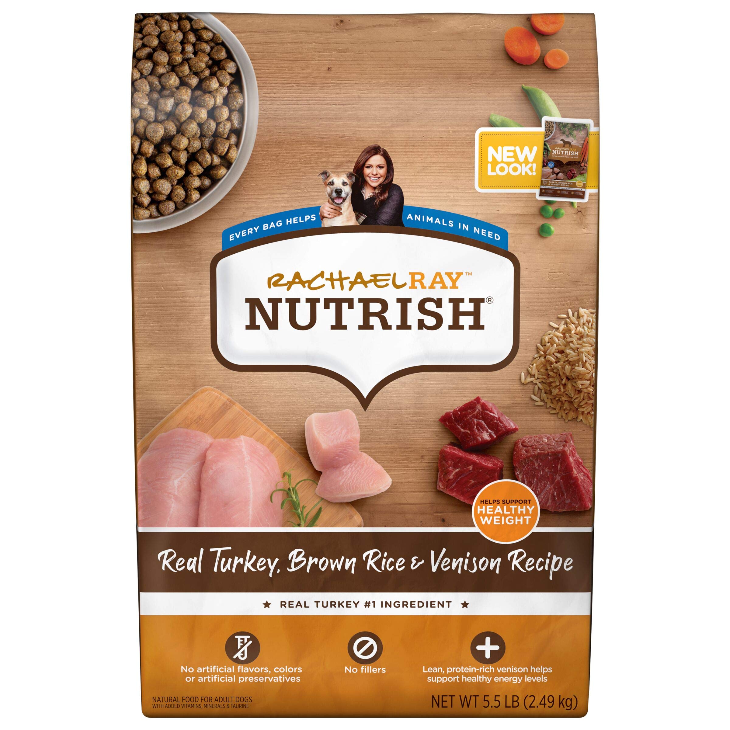 Nutrish Healthy Weight Real Turkey, Brown Rice & Venison Recipe Dry Dog Food, 5.5 lb. Bag, Packaging May Vary (Rachael Ray)
