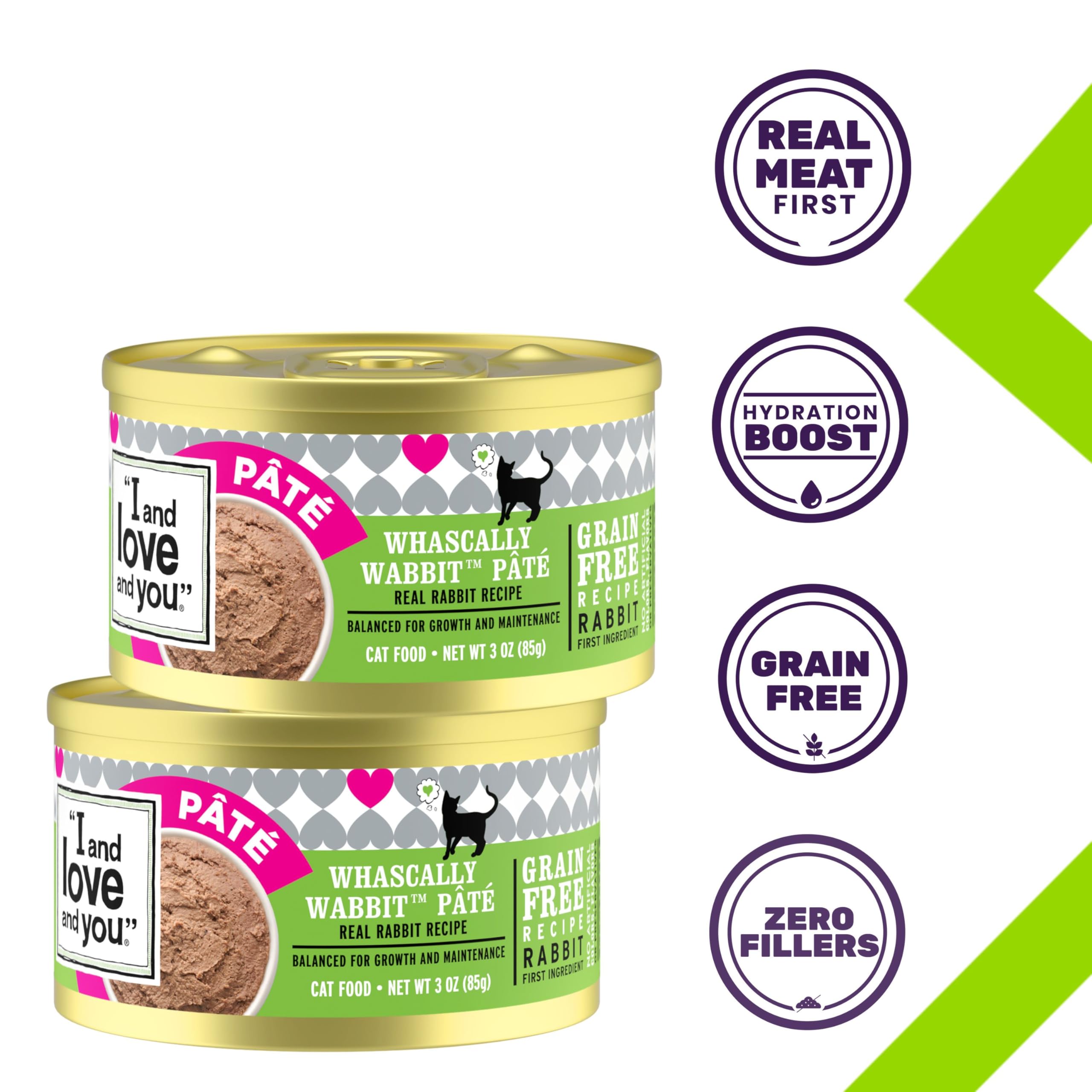 I and love and you Wet Cat Food - Whascally Wabbit Pt   - Rabbit Recipe, Grain Free, Filler Free, 3oz Pack of 24 Cans