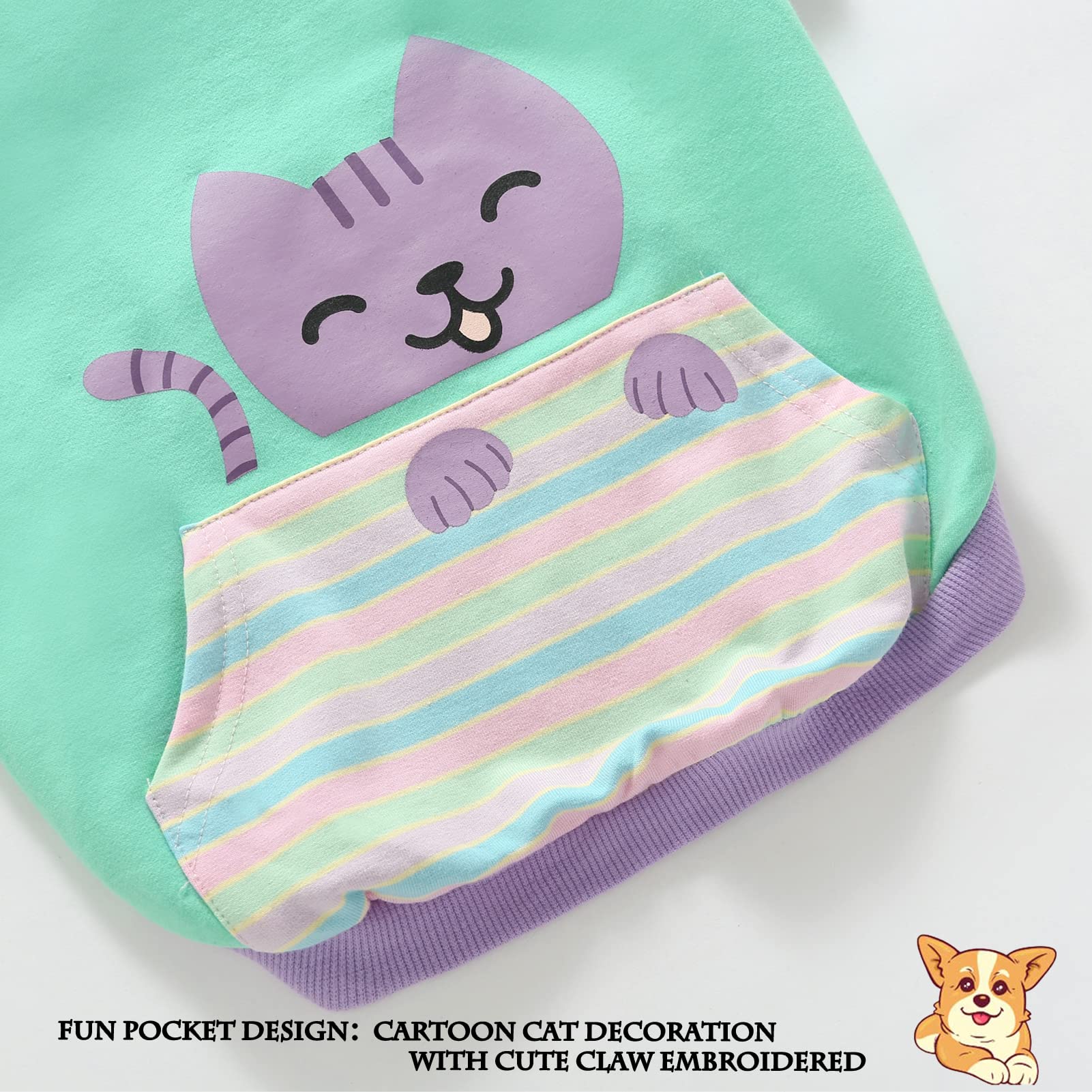 Pripre Dog T-Shirts 100% Cotton Soft Puppy Clothes Cute Prints Dogs Pocket Shirt For Small Medium Dogs (Medium Cat)