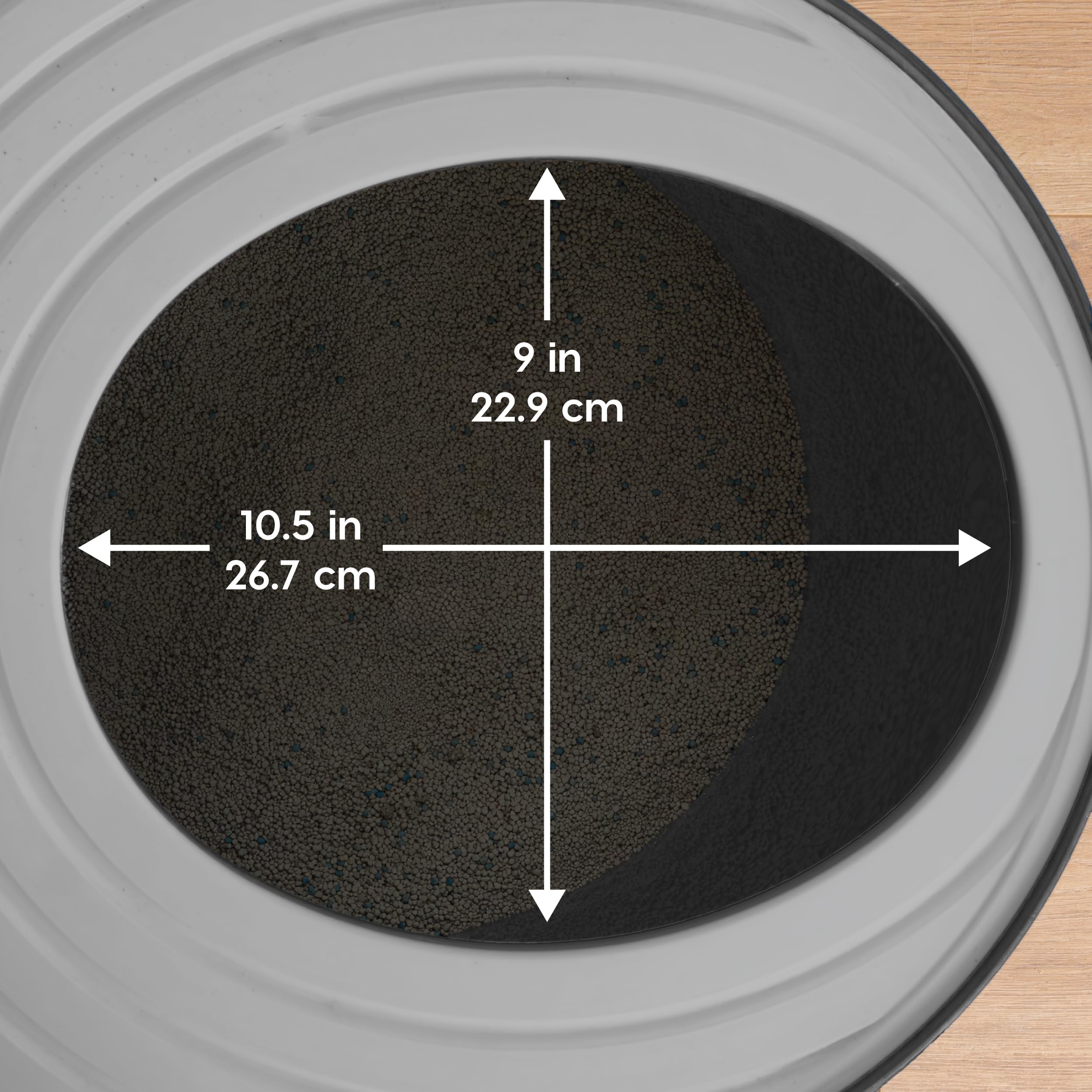 Iris Usa Cat Litter Box, Top Entry Litter Box With Scoop, Stylish Round Cat Litter Box Enclosure, Kitty Litter Box, Black/Gray