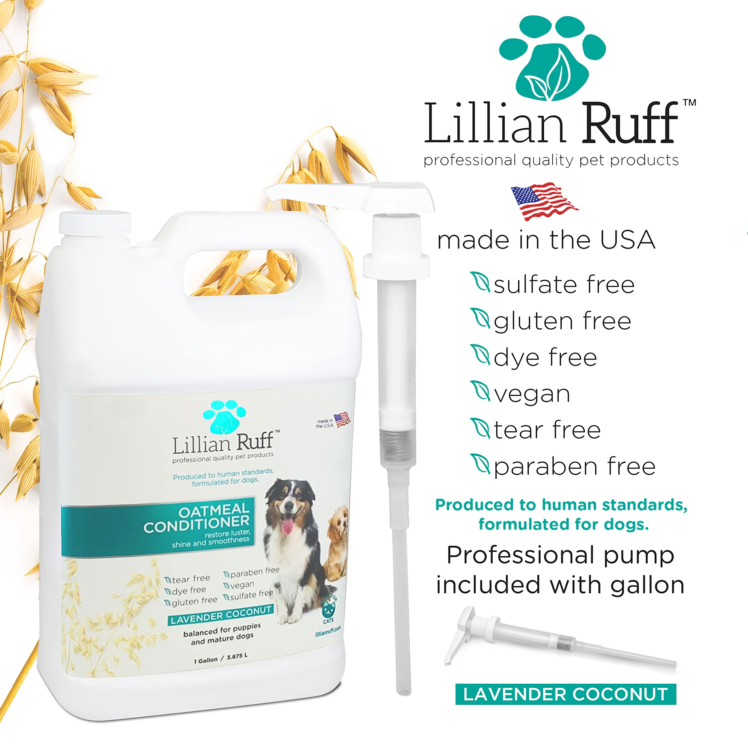 Lillian Ruff Calming Oatmeal Pet Conditioner For Dry Skin & Itch Relief With Aloe & Hydrating Essential Oils - Replenish Moistur