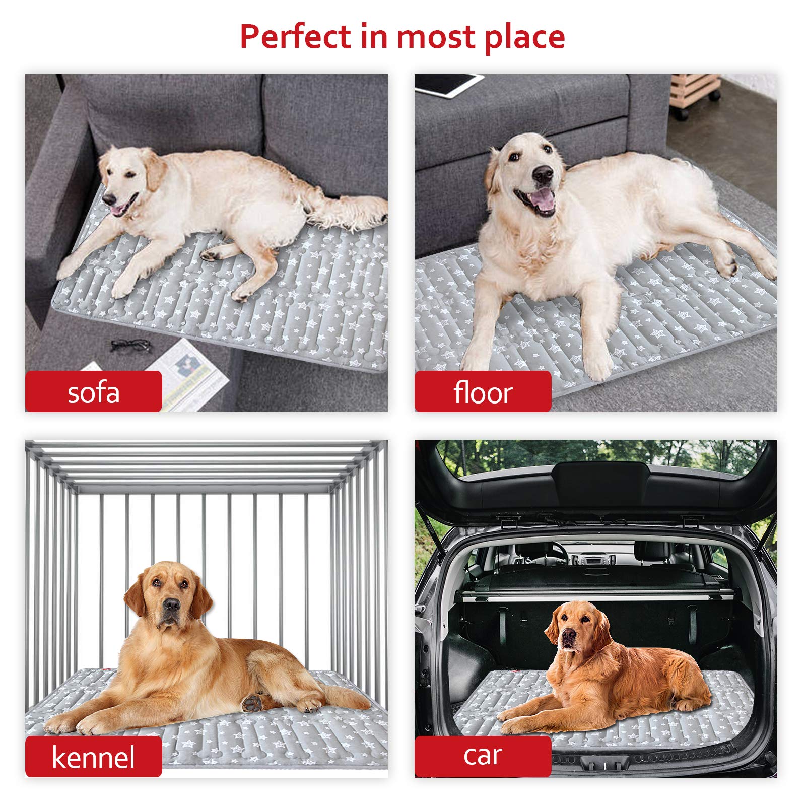 Dog Crate Mat (42'' X 28''), Soft Dog Bed Mat With Cute Prints, Personalized Dog Crate Pad, Anti-Slip Bottom, Machine Washable K