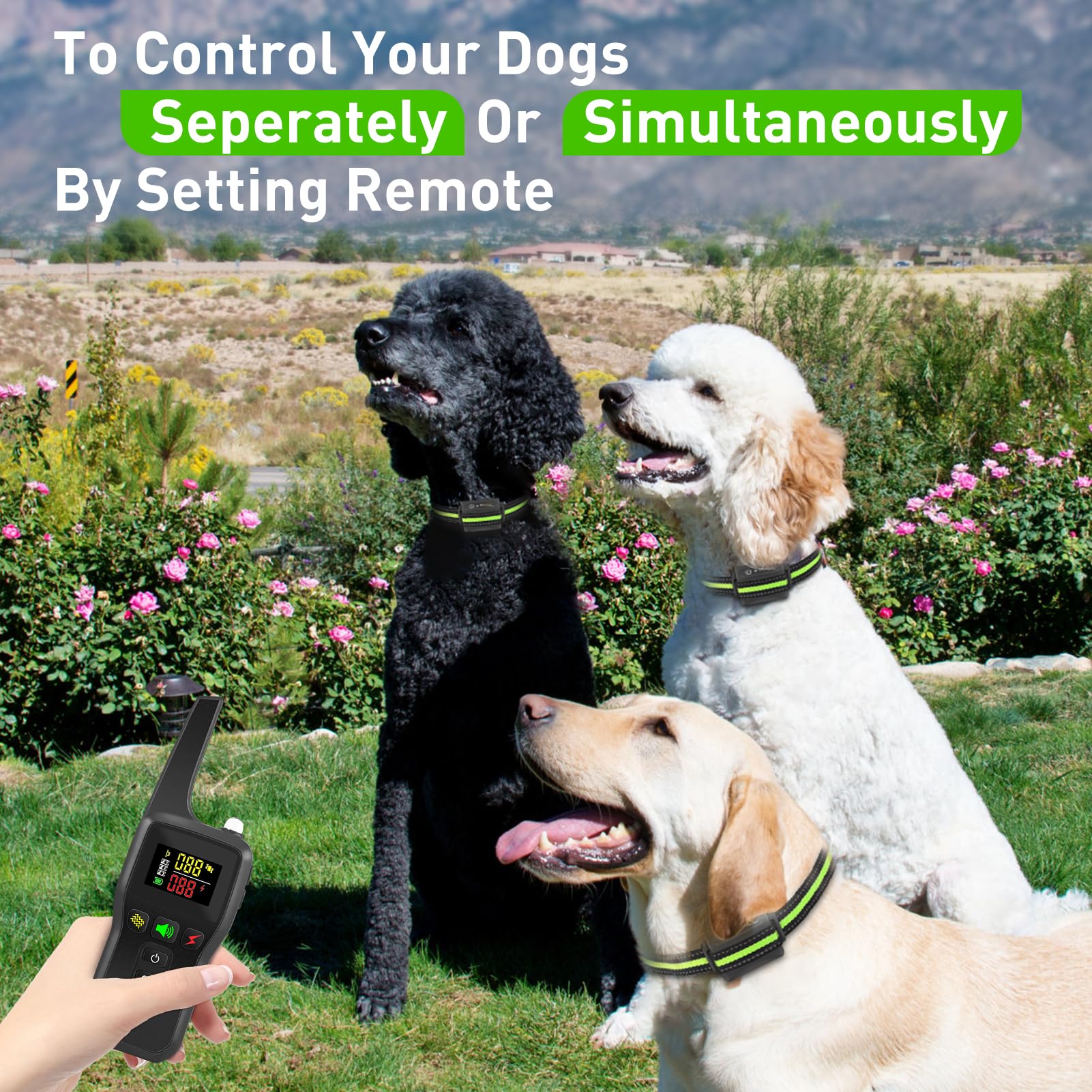 Petjoy Shock Collar For 3 Dogs, Automatic Bark Collar With Remote, Bark And Training Collar 2 In 1, Auto Bark Collar With Beep,