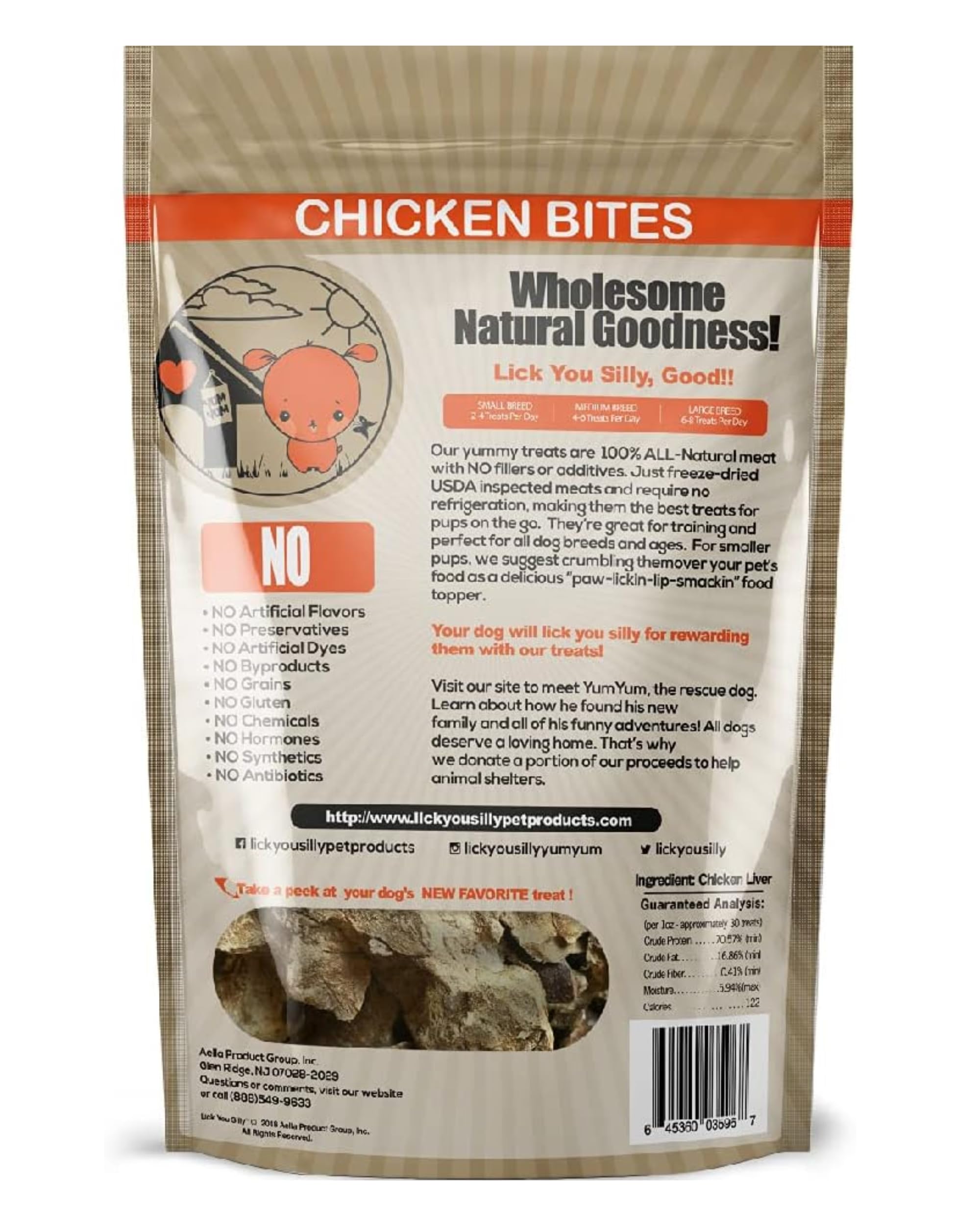 Lick You Silly Freeze-Dried Chicken Liver Dog Treats | High-Protein Puppy Training Treats for Small, Medium, & Large Dogs | Grai