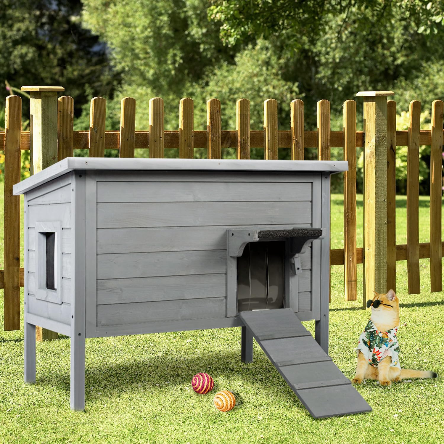 Ivy&Lane Outdoor-Cat-House | Insulated-Feral-Cat-Shelter | Weatherproof | for Winter | Foam & Wood | Large | for Multiple Cats |