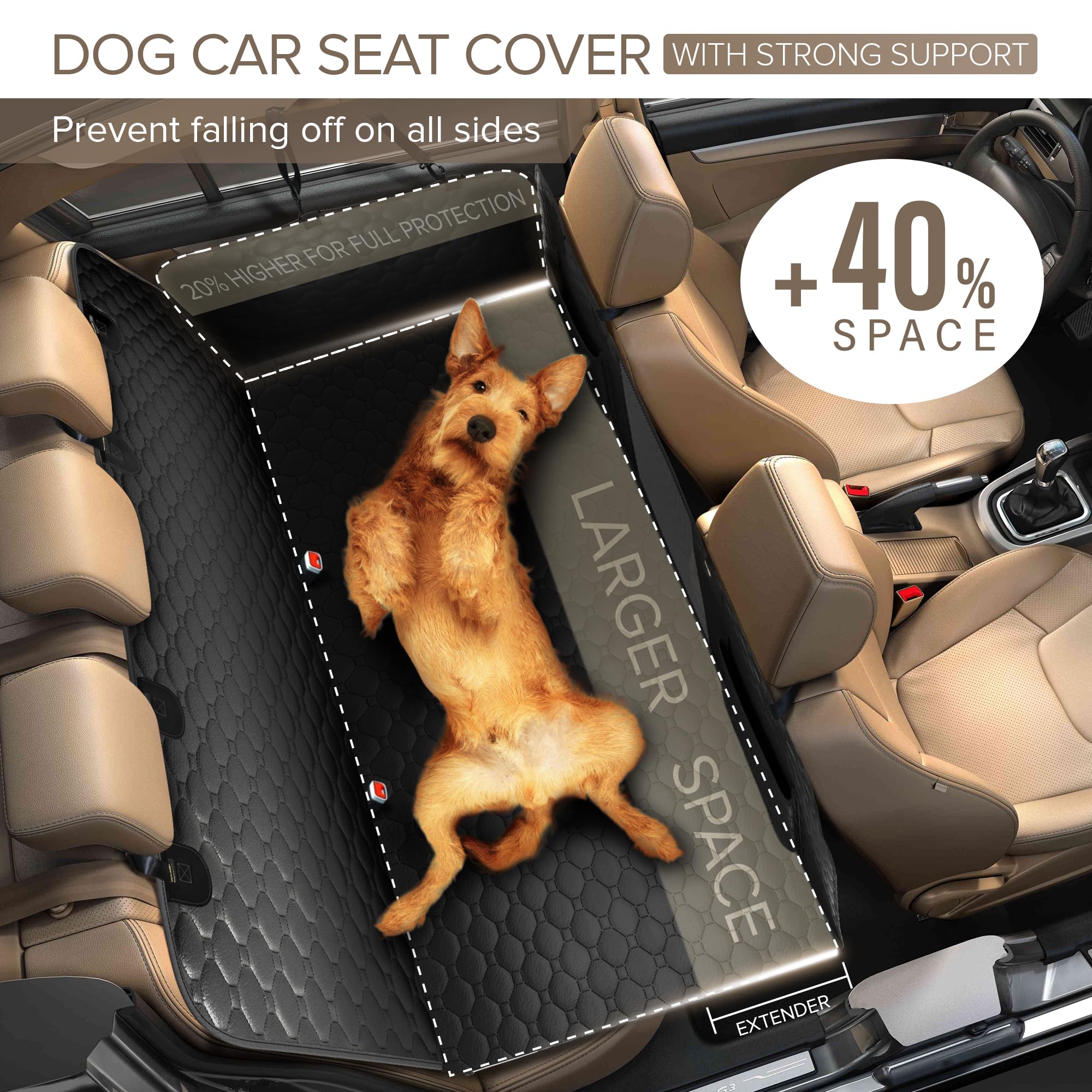 Back Seat Extender For Dogs Holds 400Lbs, Pu Leather Hard Bottom Car Seat Cover For Dogs,Heavy Duty Dog Car Seat Cover For Back