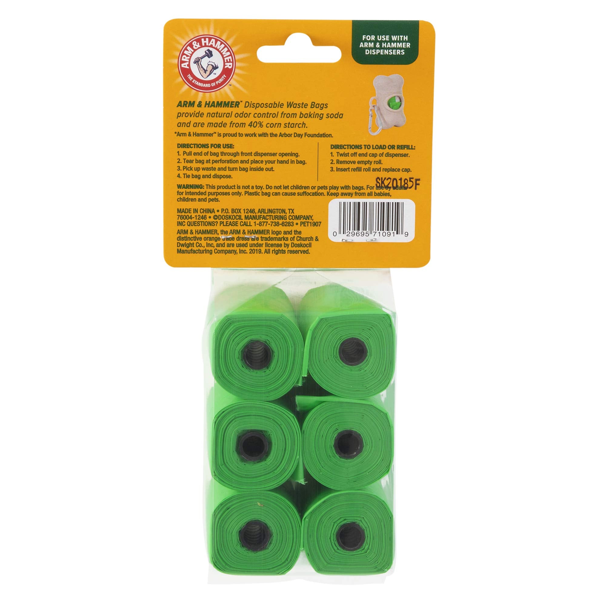 Arm & Hammer Durable Disposable Dog And Cat Waste Bags With Activated Baking Soda, 90 Dog Poop Bags, Plant-Based 9 X 14 Inches