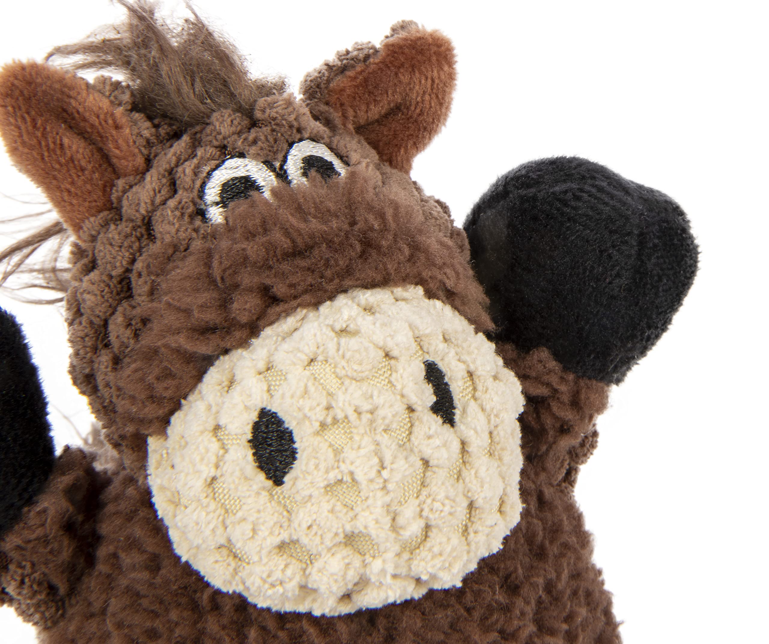 goDog Checkers Just for Me Sitting Horse Squeaky Plush Dog Toy, Chew Guard Technology - Brown, Mini