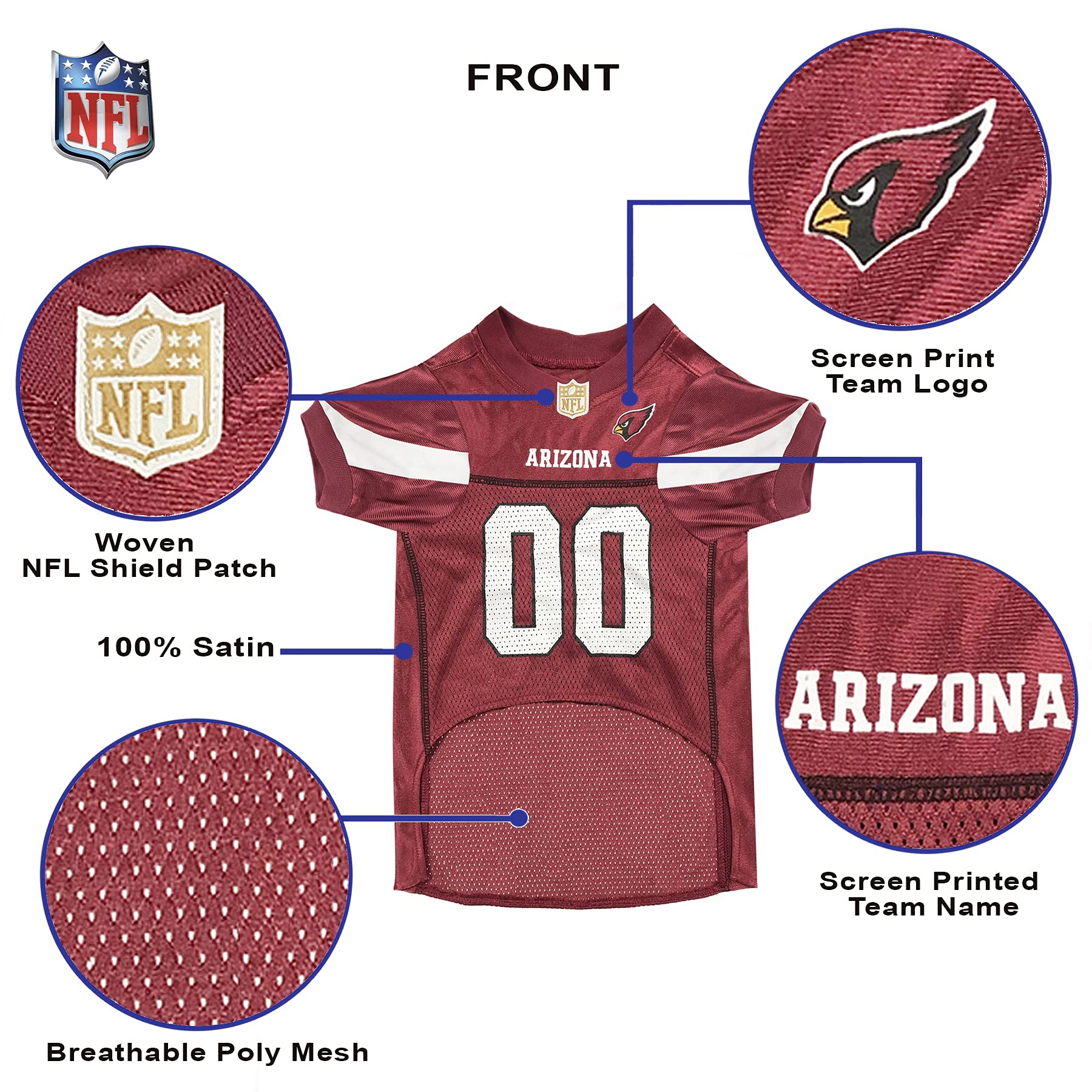 Nfl Arizona Cardinals Dog Jersey, Size: X-Small. Best Football Jersey Costume For Dogs & Cats. Licensed Jersey Shirt.