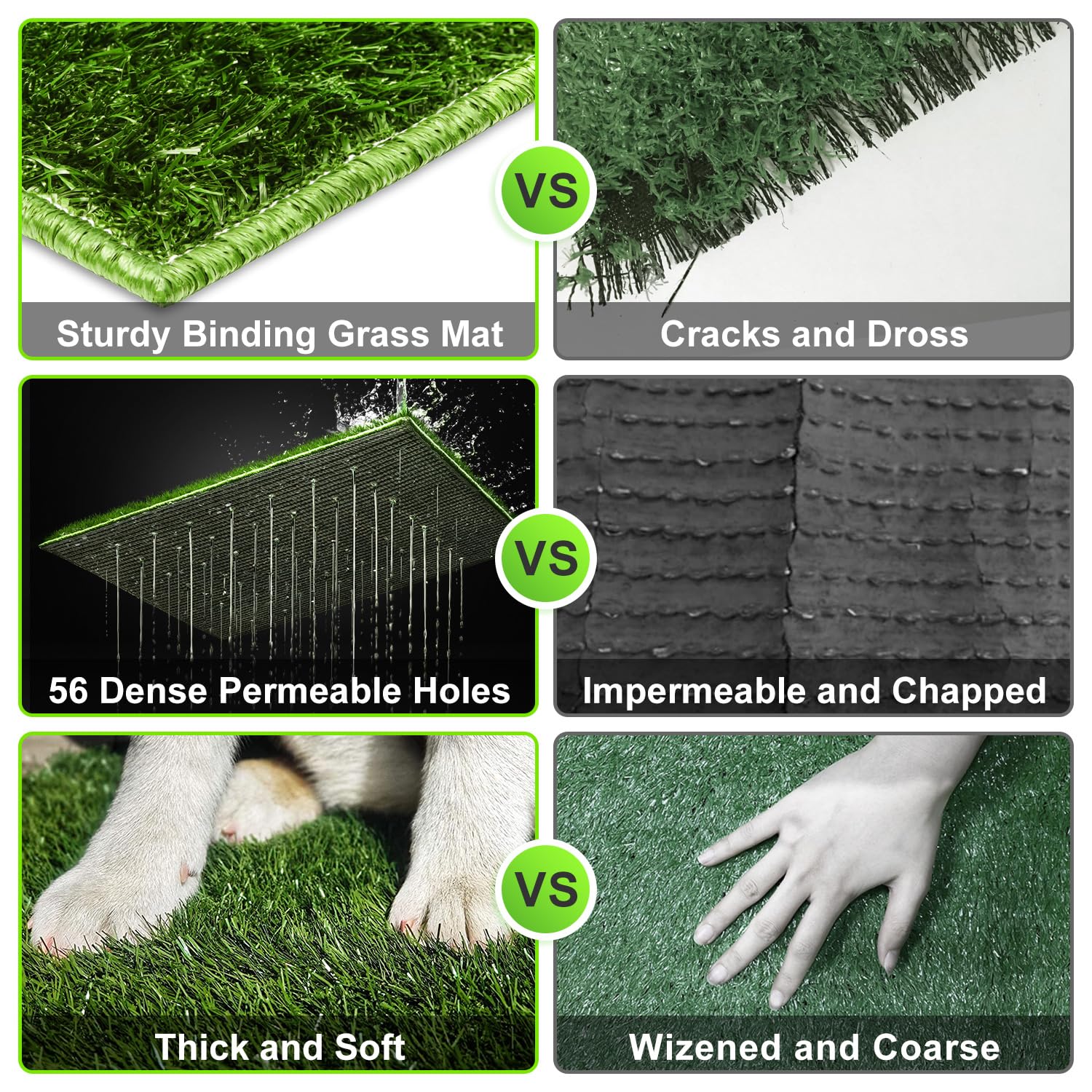 Hompet Dog Potty For Indoor Or Porch, 2 Pcs Artificial Grass Training Pads With Pee Baffle, Reusable , Alternative To Puppy Pads, Portable Dog Litter Box For Small/Medium Dogs