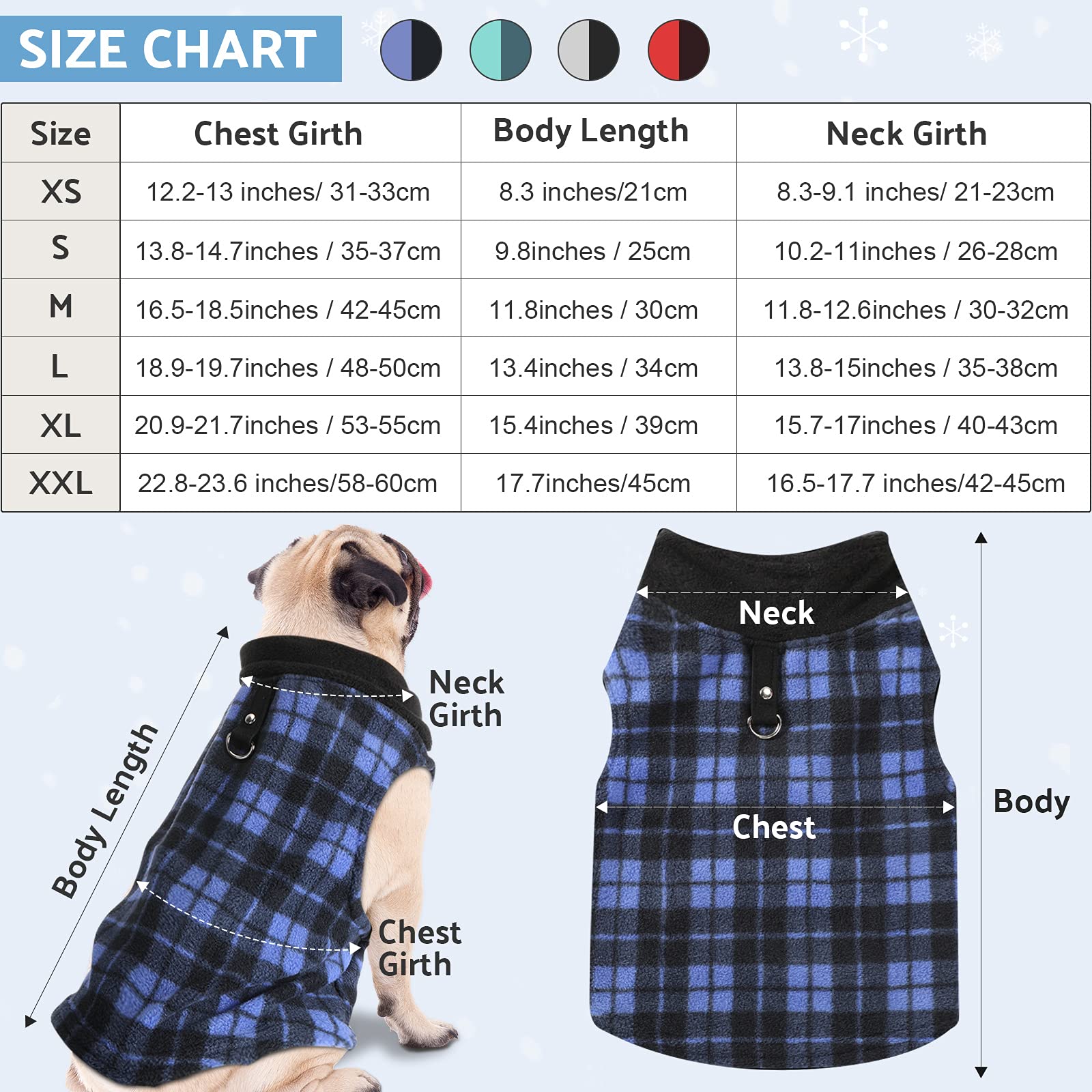 Weewooday 4 Pieces Winter Fabric Dog Sweaters With Leash Ring Soft Fleece Vest Pullover Pet Jacket Warm Dog Clothes Coats For Pe