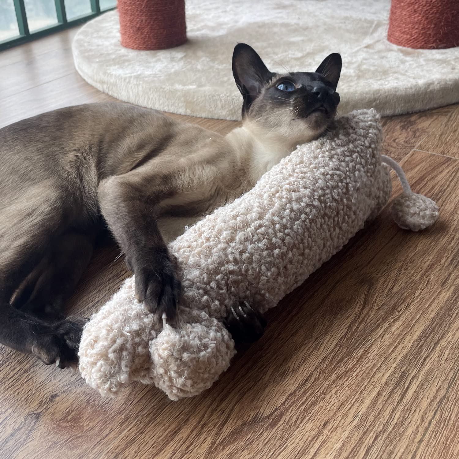 Ttcat Catnip Silvervine Matatabi Pillow For Cats & Kittens,Cat Kicker Toy,Large Size Cat Pillow Soothing Plush Cat Toy(Beige).