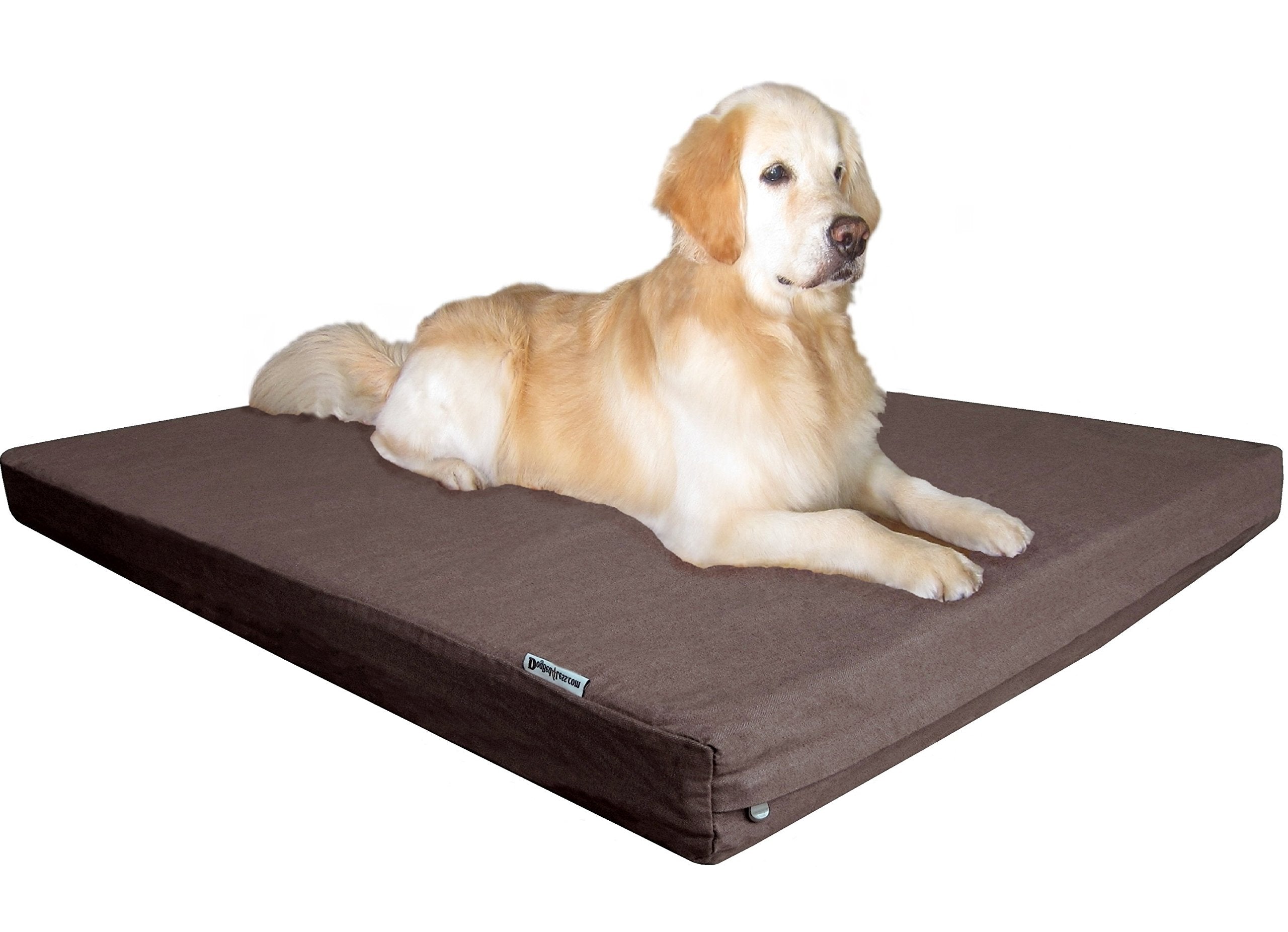Dogbed4Less Orthopedic Xxl Memory Foam Dog Bed For Large Pet, Waterproof Liner, Brown Denim Cover, Gel Cooling 55X37X4 Pad Fit 54X37 Crate