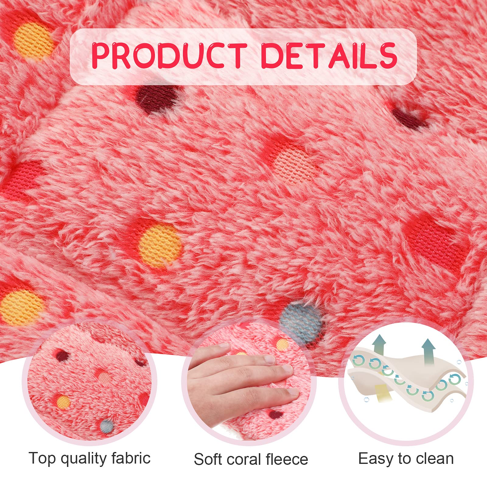 Jetec 3 Pcs Bunny Guinea Pig Beds Soft Bunny Mats Warm Guinea Pig Mat Small Animal Winter Bed Pads Fleece Sleeping Pads for Indo