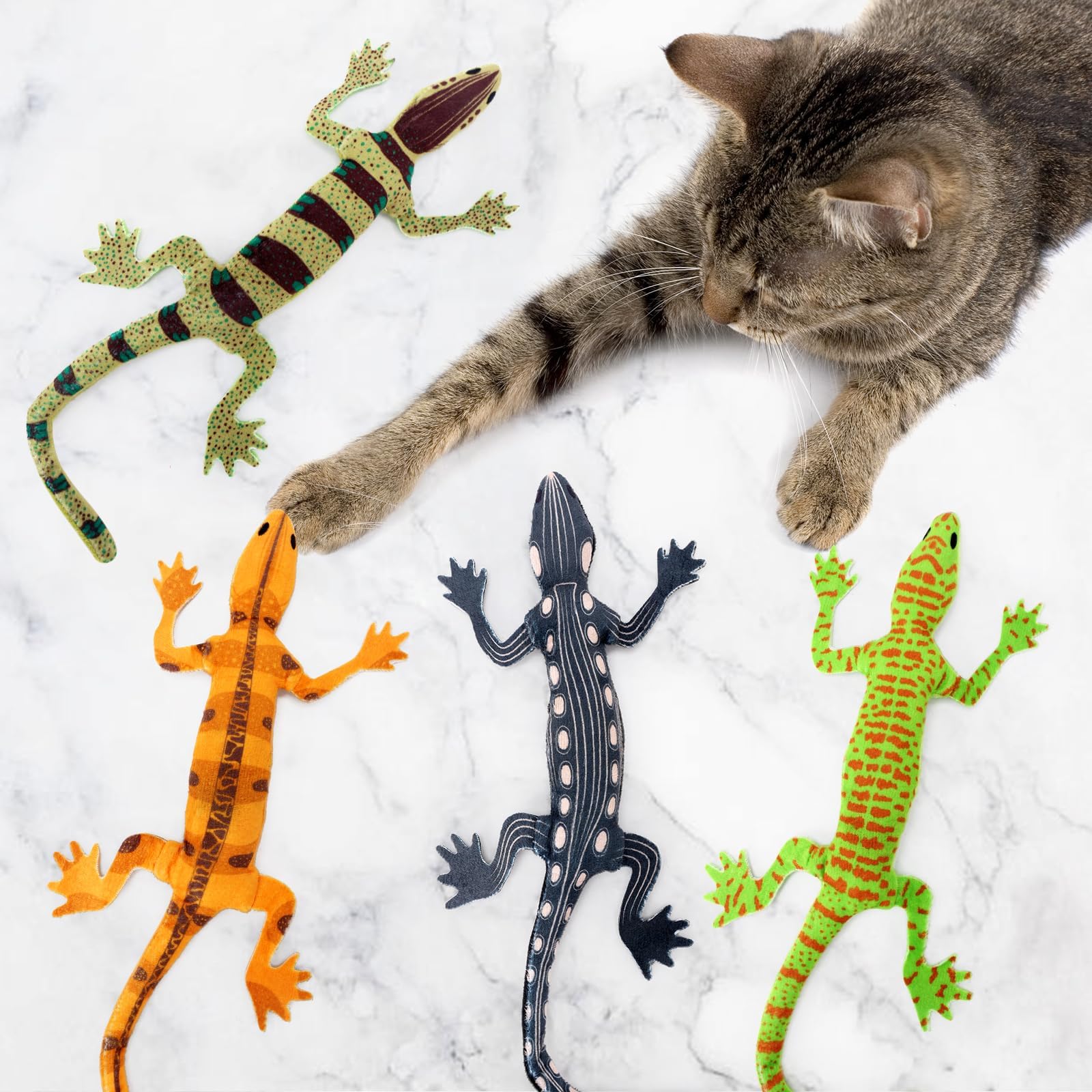 Ciyvolyeen Lizard Catnip Toys Chew Bite Resistant Toys For Indoor Cats Boredom Relief Teeth Cleaning Interactive Funny Cute Kitten Cat Lover Gifts Christmas Birthday Presents Set Of 4
