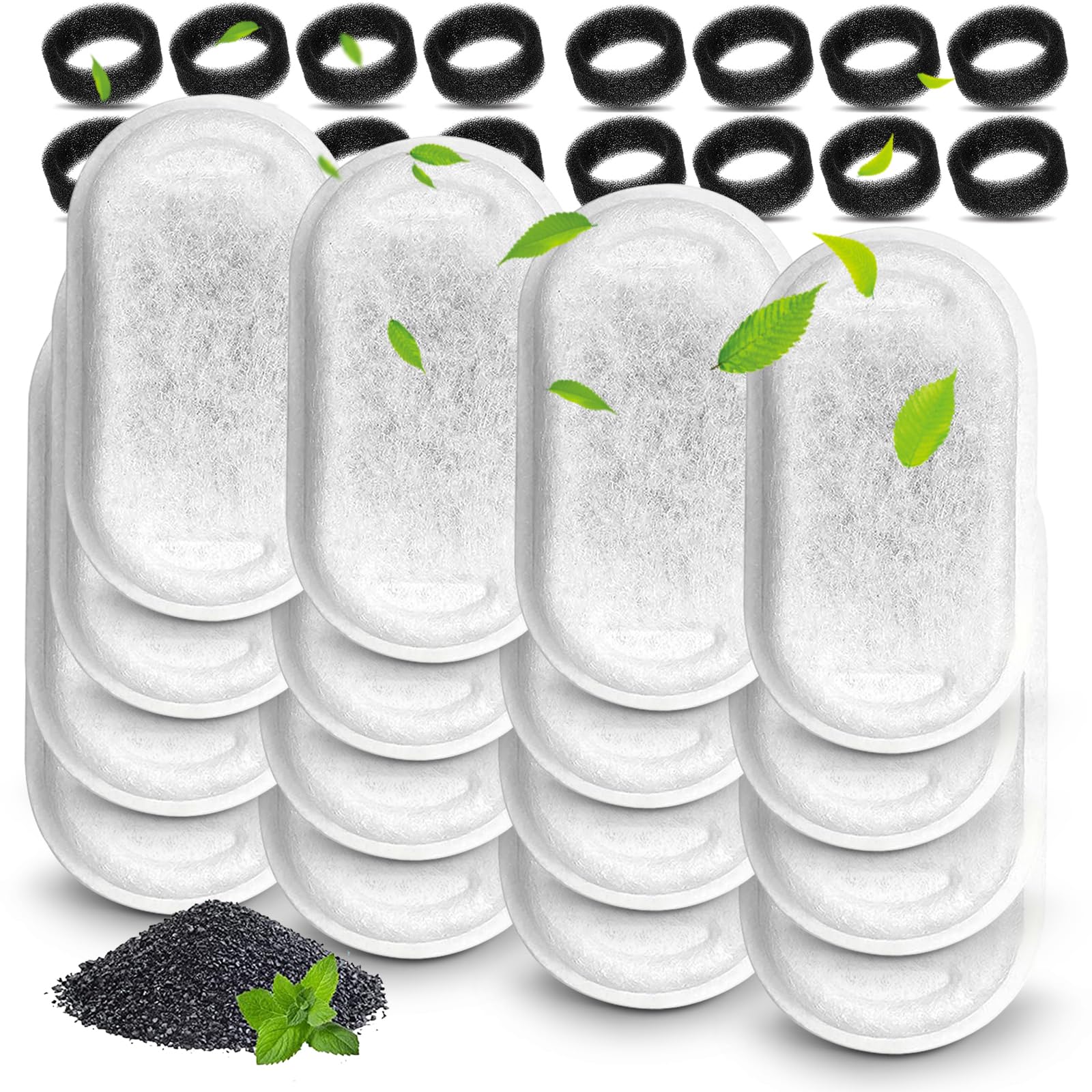 Cat Fountain Filters - 8 Filters With 8 Sponges Replacement For Stainless Steel Pet Fountain