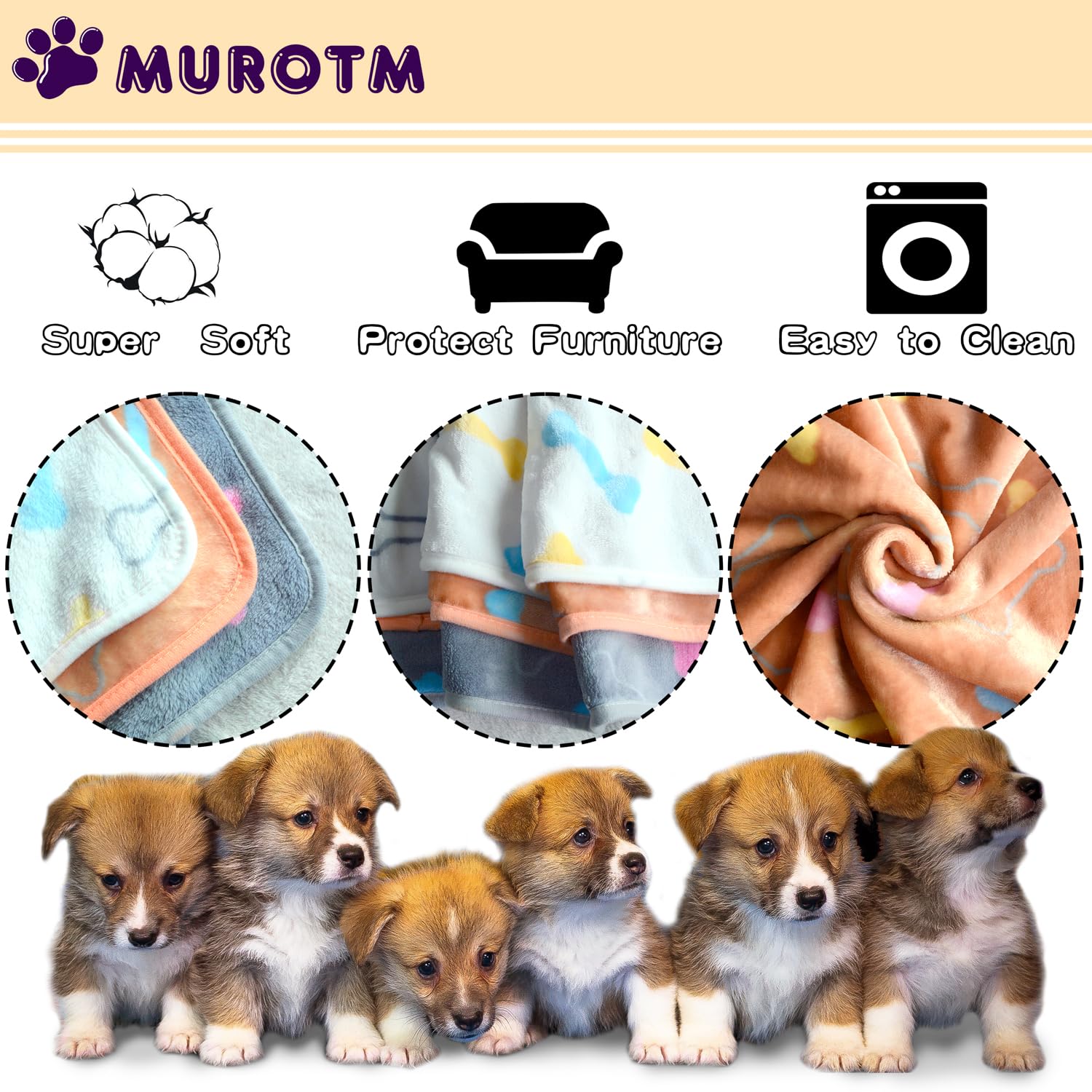 1 Pack 3 Washable Dog Blankets For Dog And Cat,Super Soft Flannel Dog Blanket Pet Blanket-Cute Claw Pattern Pet Blanket Mat 41In