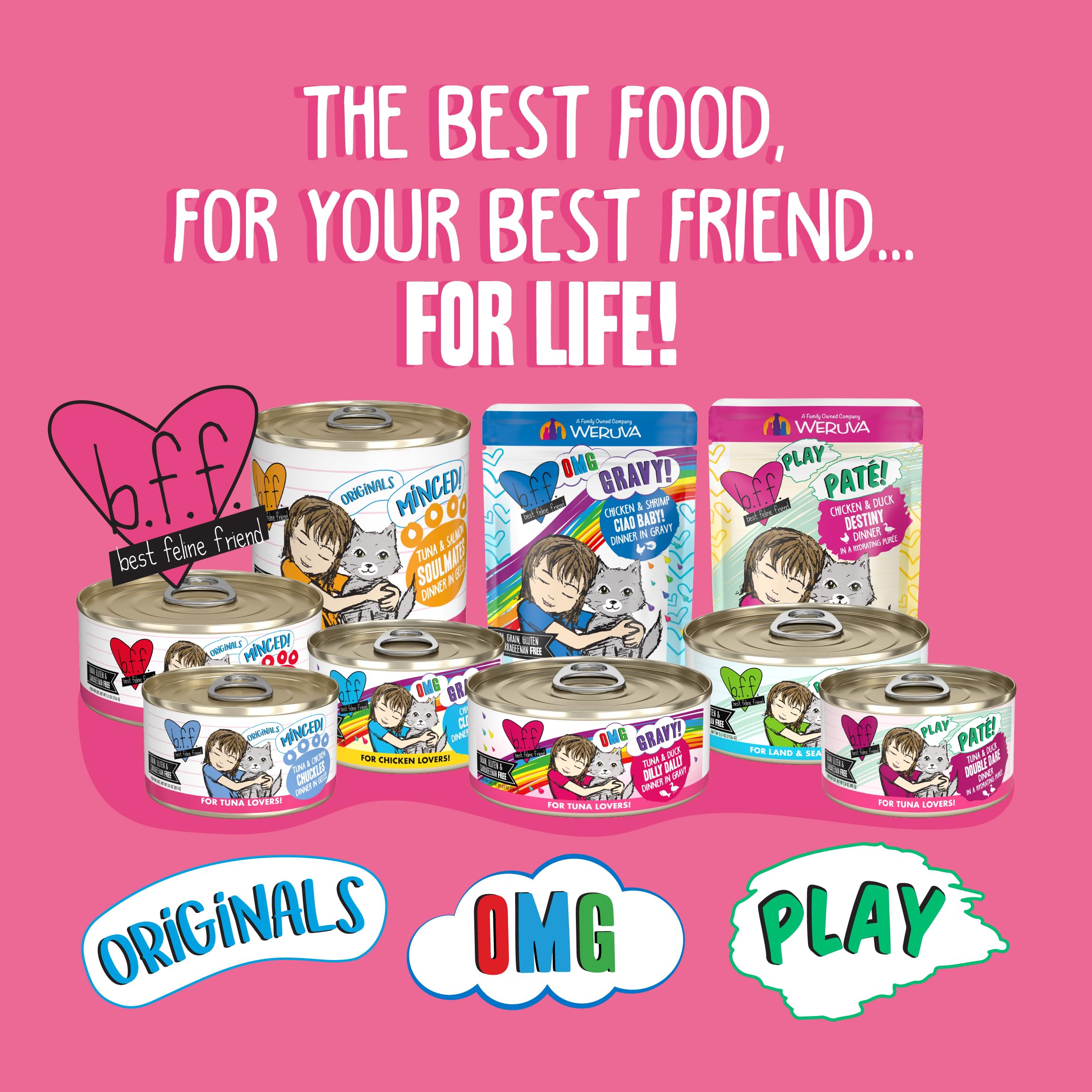 Weruva Best Feline Friend (B.F.F.) Tuna Too Cool with Red Meat Tuna in Gel  e Cat Food, 5.5oz Can (Pack of 24)