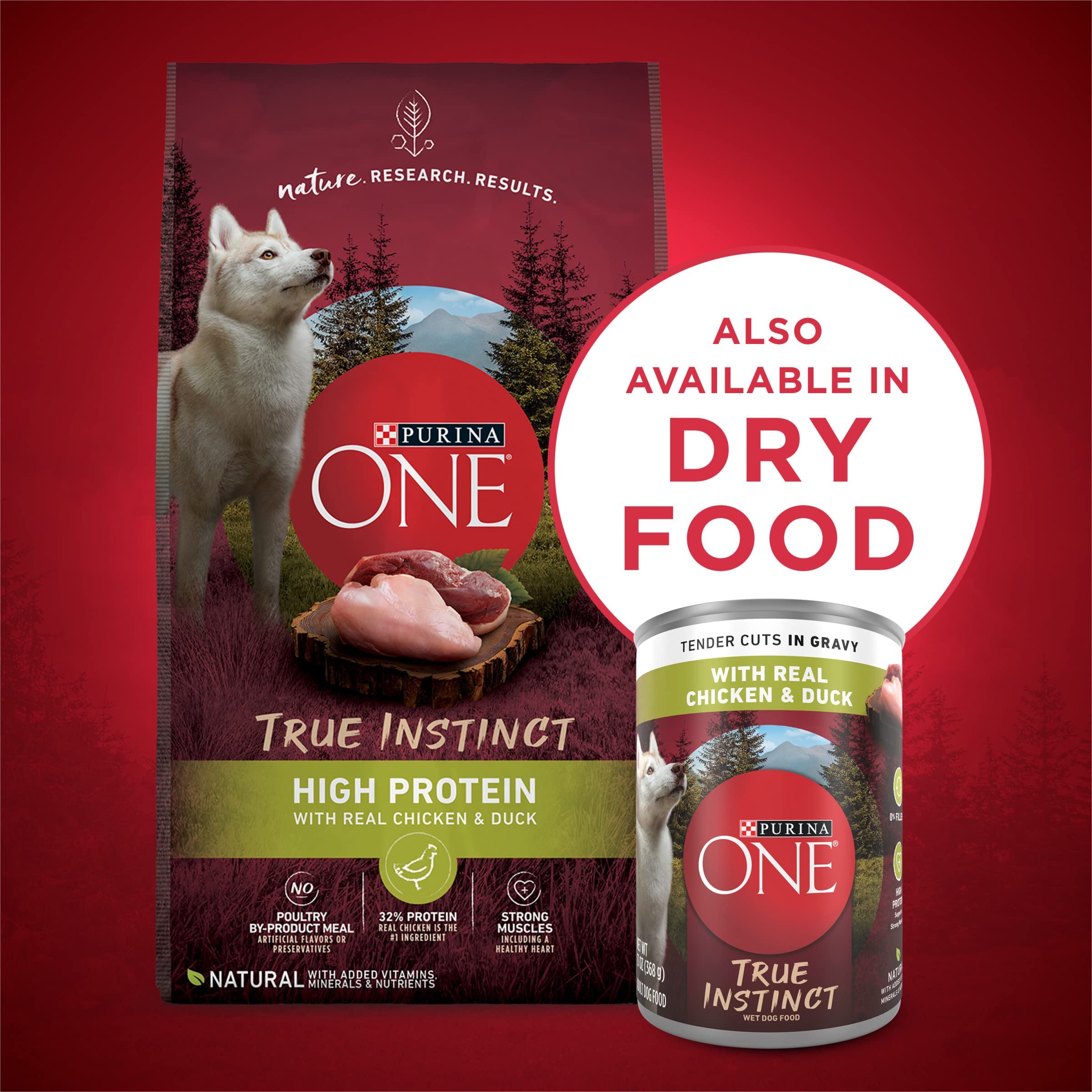 Purina ONE High Protein Wet Dog Food True Instinct Tender Cuts in Dog Food Gravy With Real Chicken and Duck - (Pack of 12) 13 oz