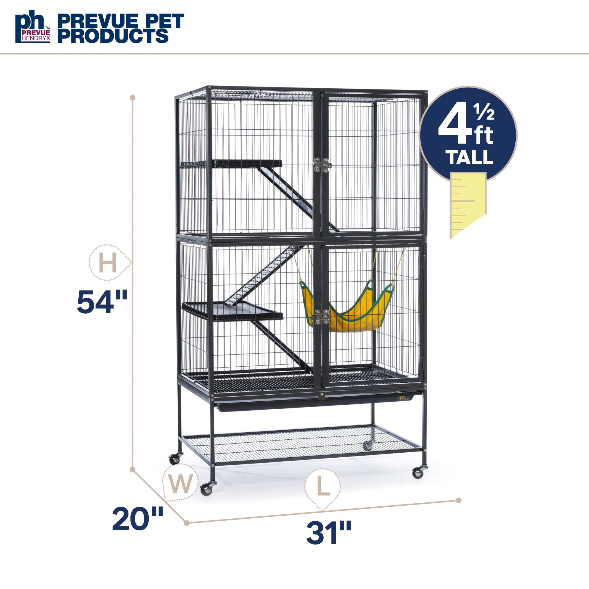 Prevue Pet Products 485 Feisty Ferret Home with Stand, Black Hammertone