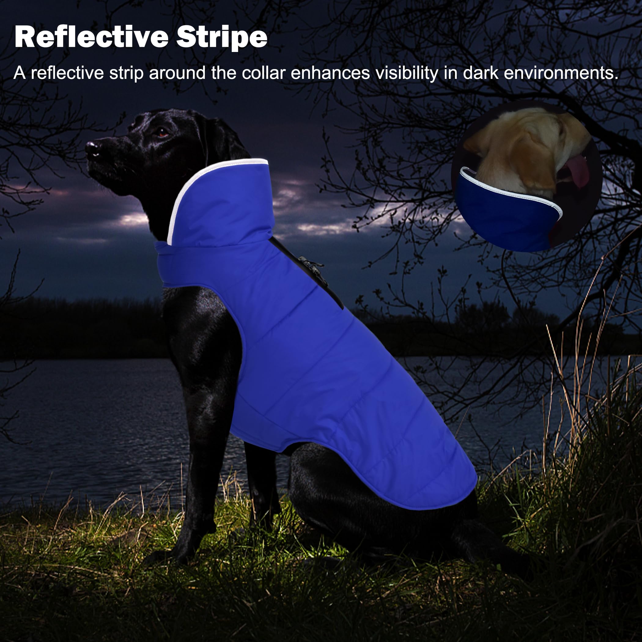 Petglad Winter Coat, Waterproof Dog Jacket With Leash Hole, Reflective Warm Snow Jacket Windproof Fleece Vest For Small To Large